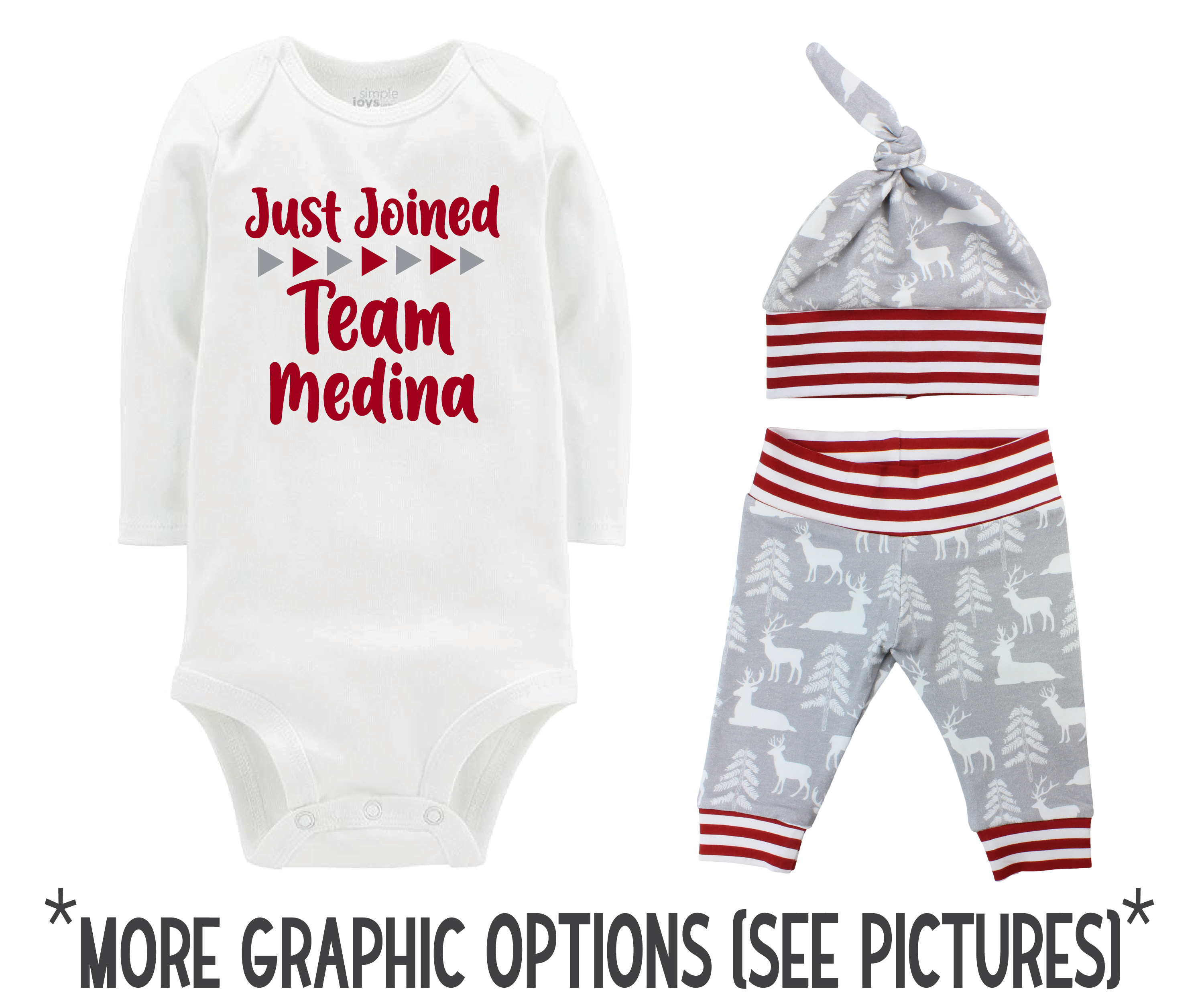 Boy Gray Bear and Deer Baby Outfit