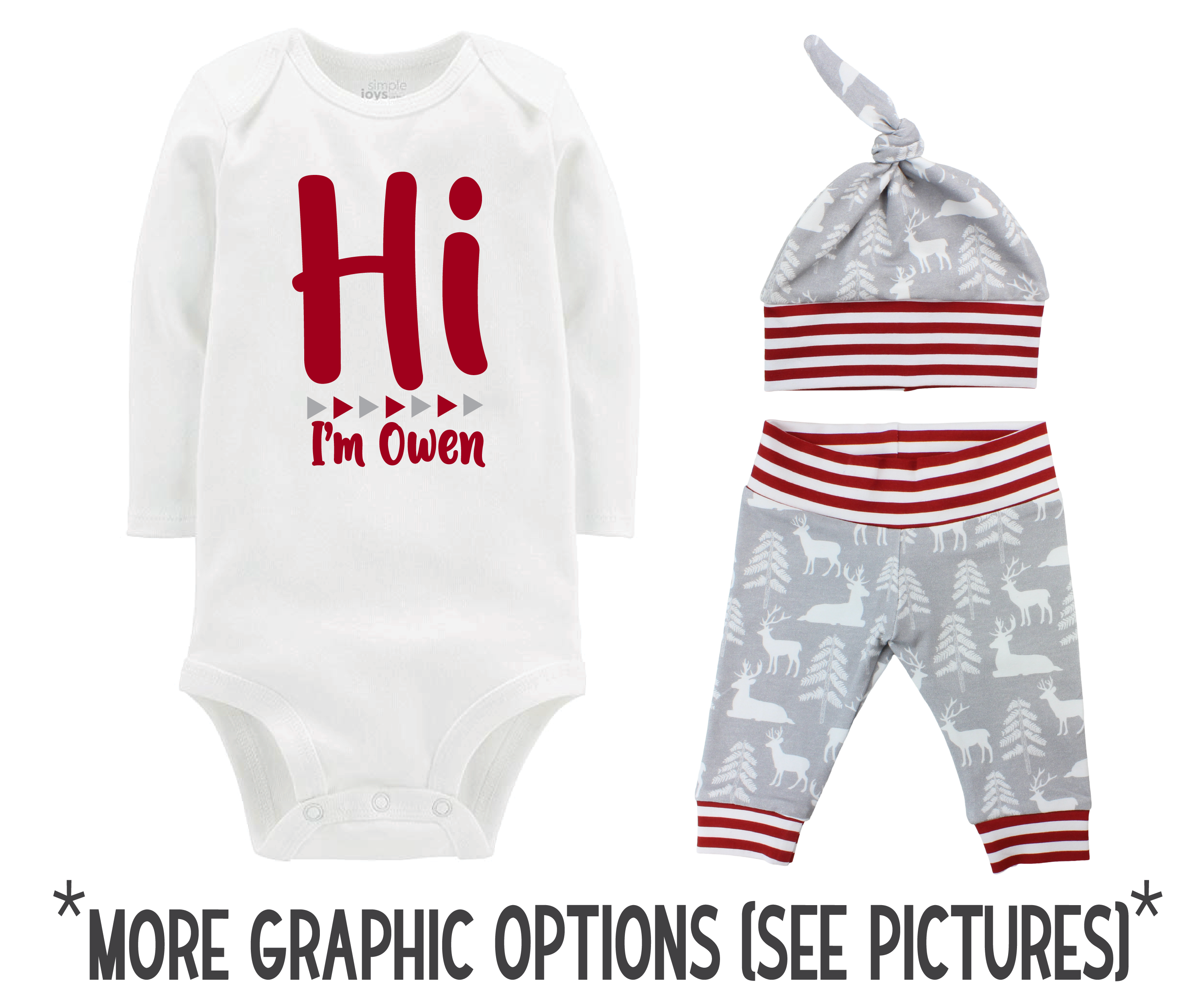Boy Gray Bear and Deer Baby Outfit