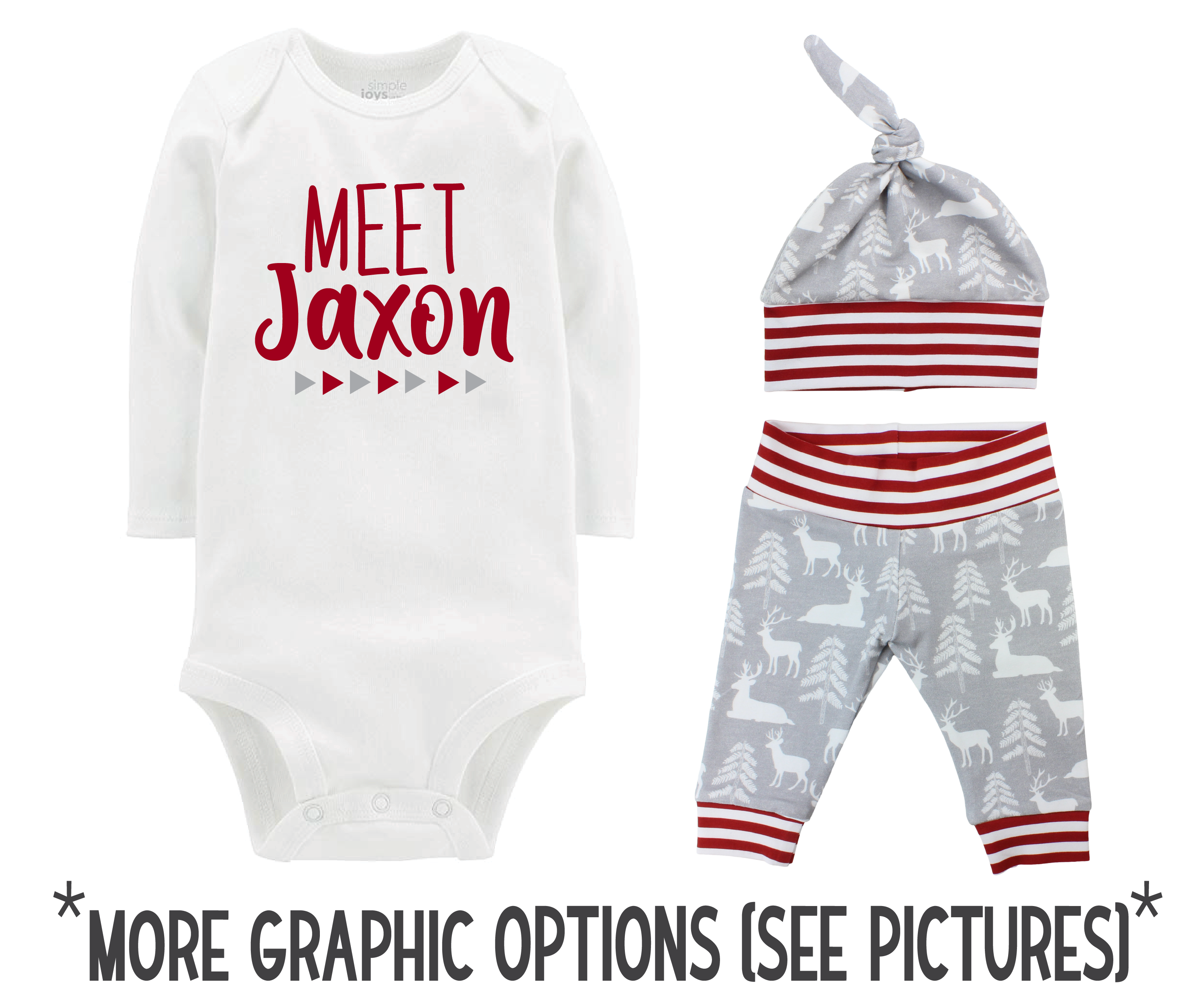 Boy Gray Bear and Deer Baby Outfit