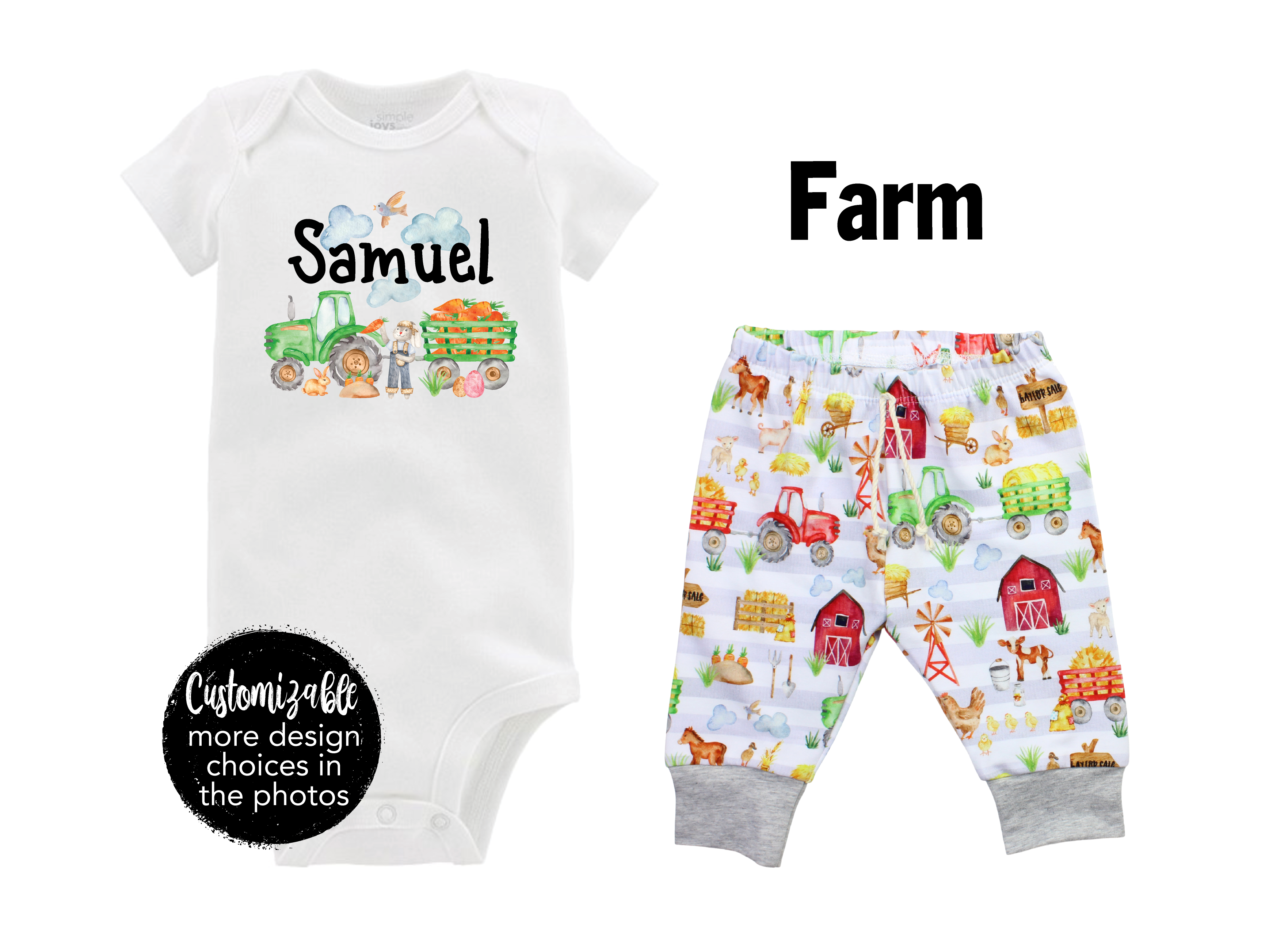 Easter Digger Outfit Stripe Pant Backhoe Egg Baby Boy Outfit