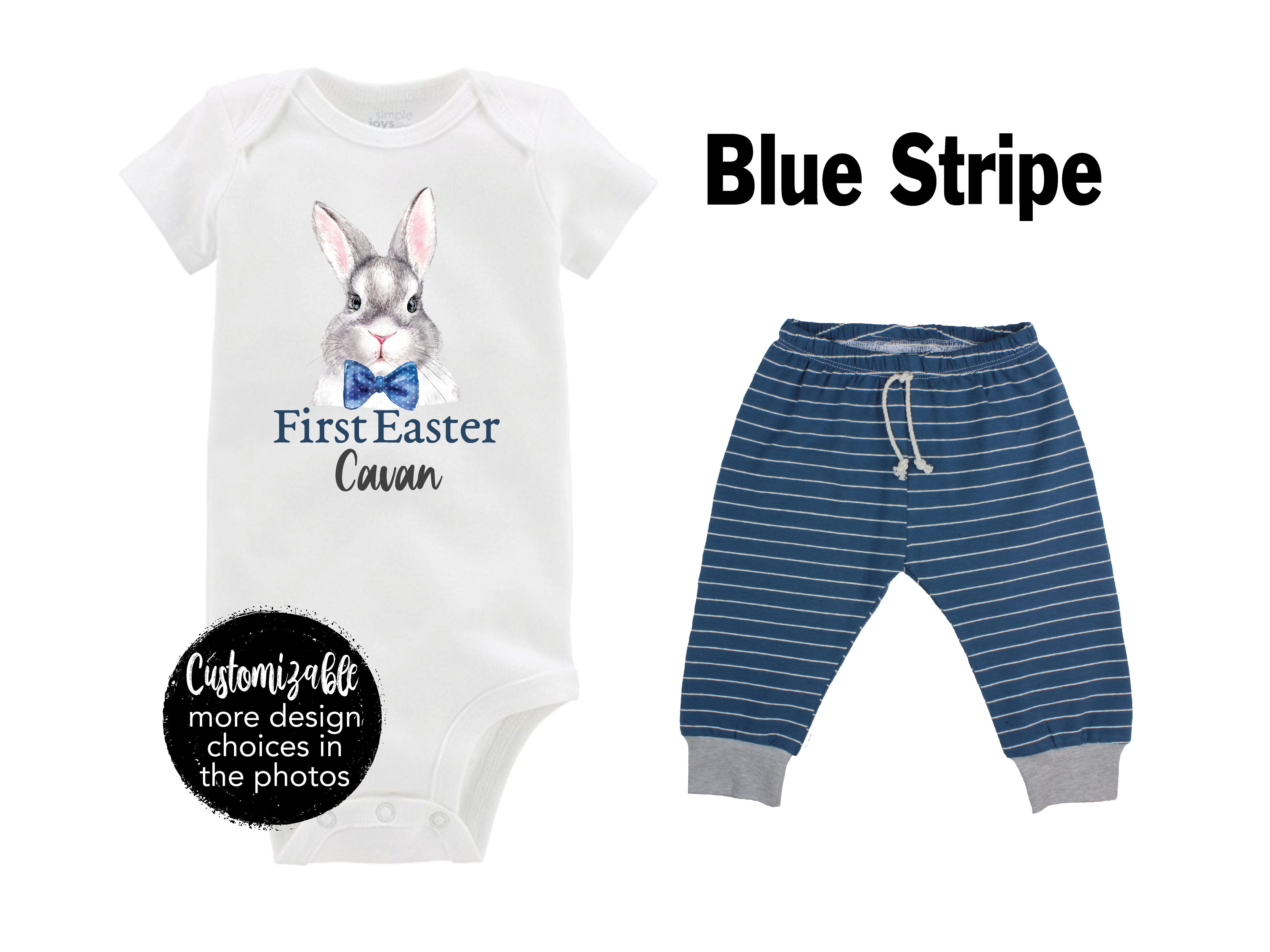 Easter Digger Outfit Stripe Pant Backhoe Egg Baby Boy Outfit