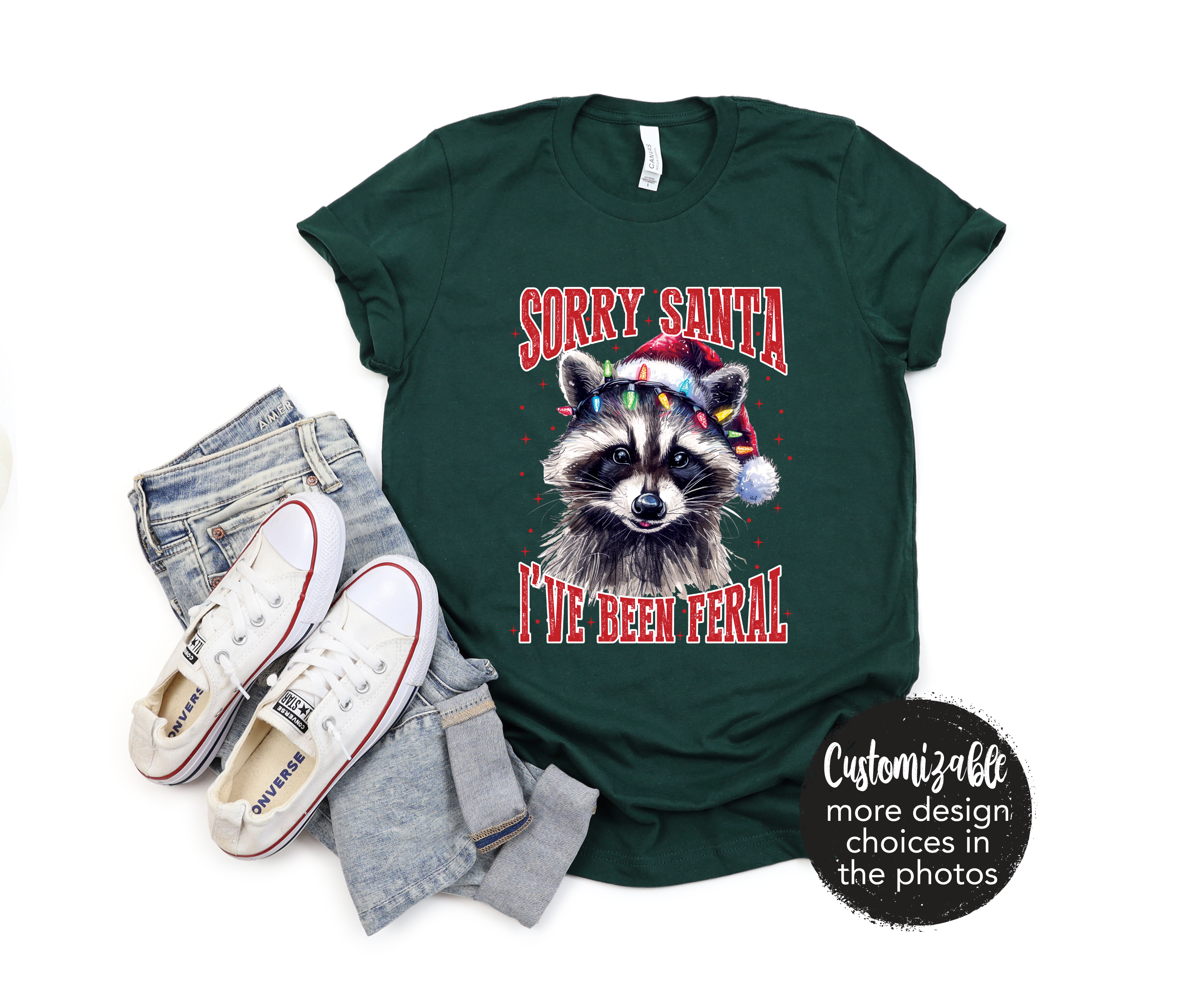 Santa Feral Christmas Raccoon Christmas Shirt