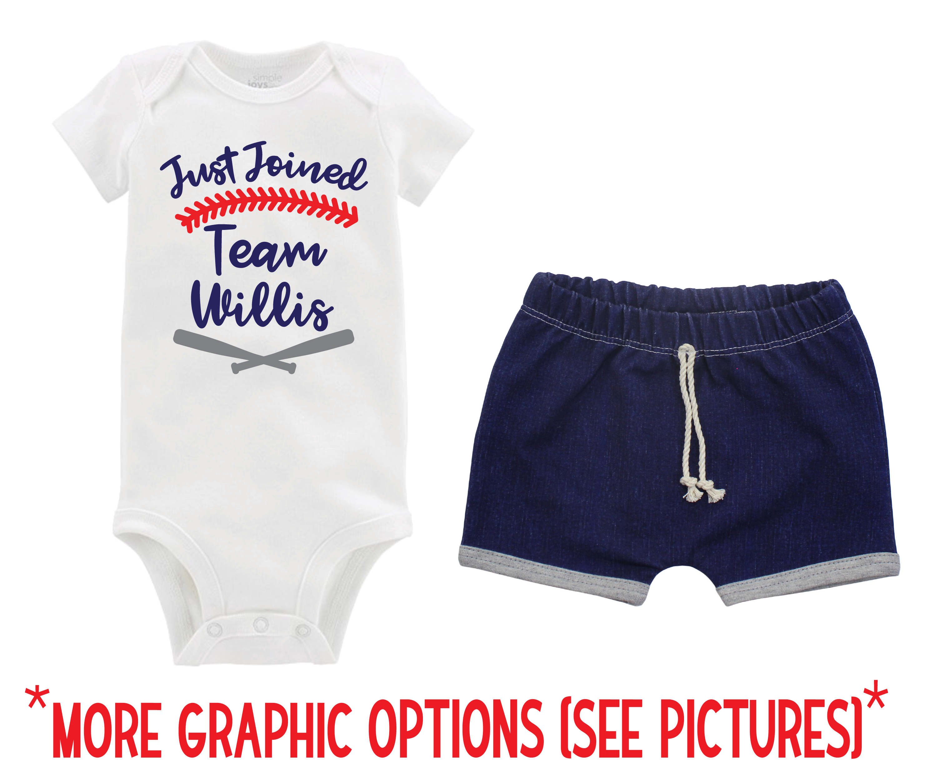 Baby Boy Navy Baseball Denim Short Outfit