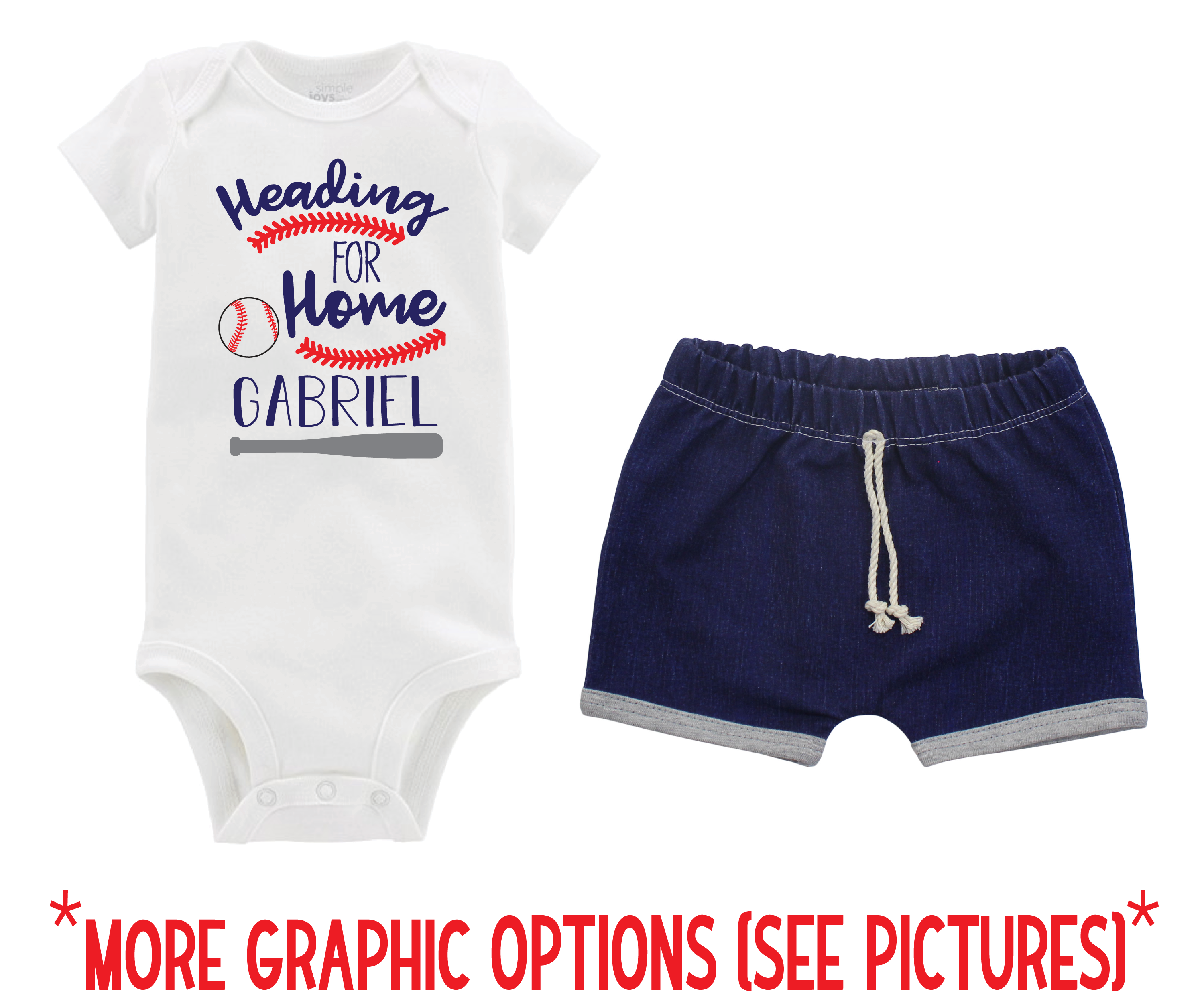 Baby Boy Navy Baseball Denim Short Outfit
