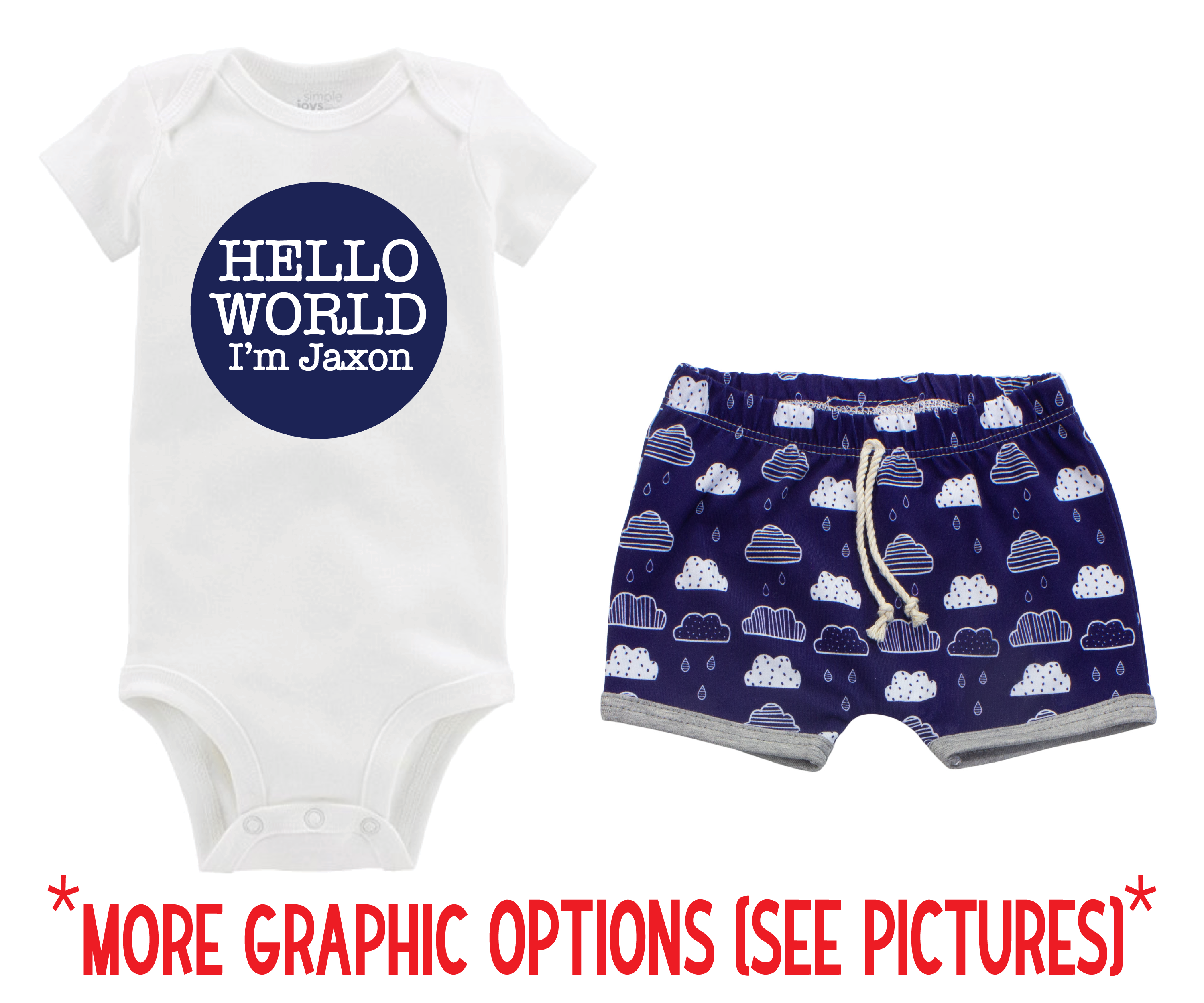 Baby Boy Blue Rain Cloud Short Outfit