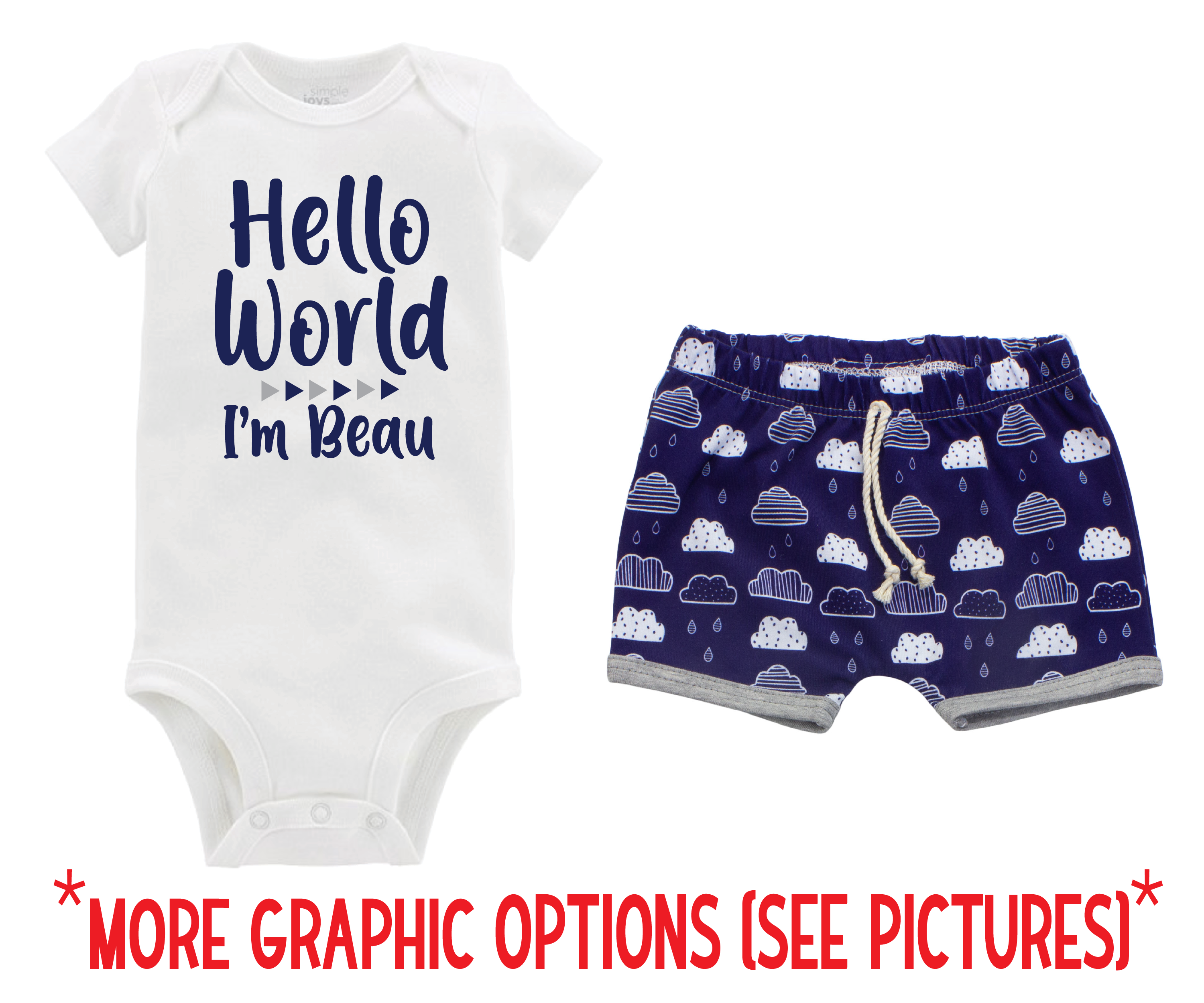 Boy Blue Rain Cloud Toddler Short Outfit