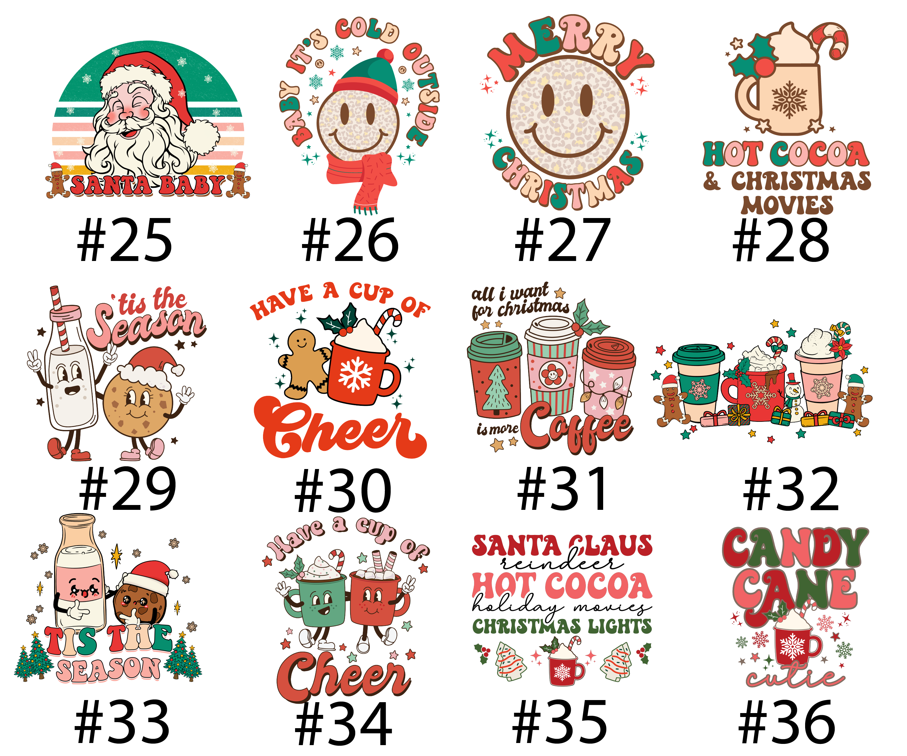 Christmas Cocoa Lights Santa Shirt Matching Family Printed Shirt