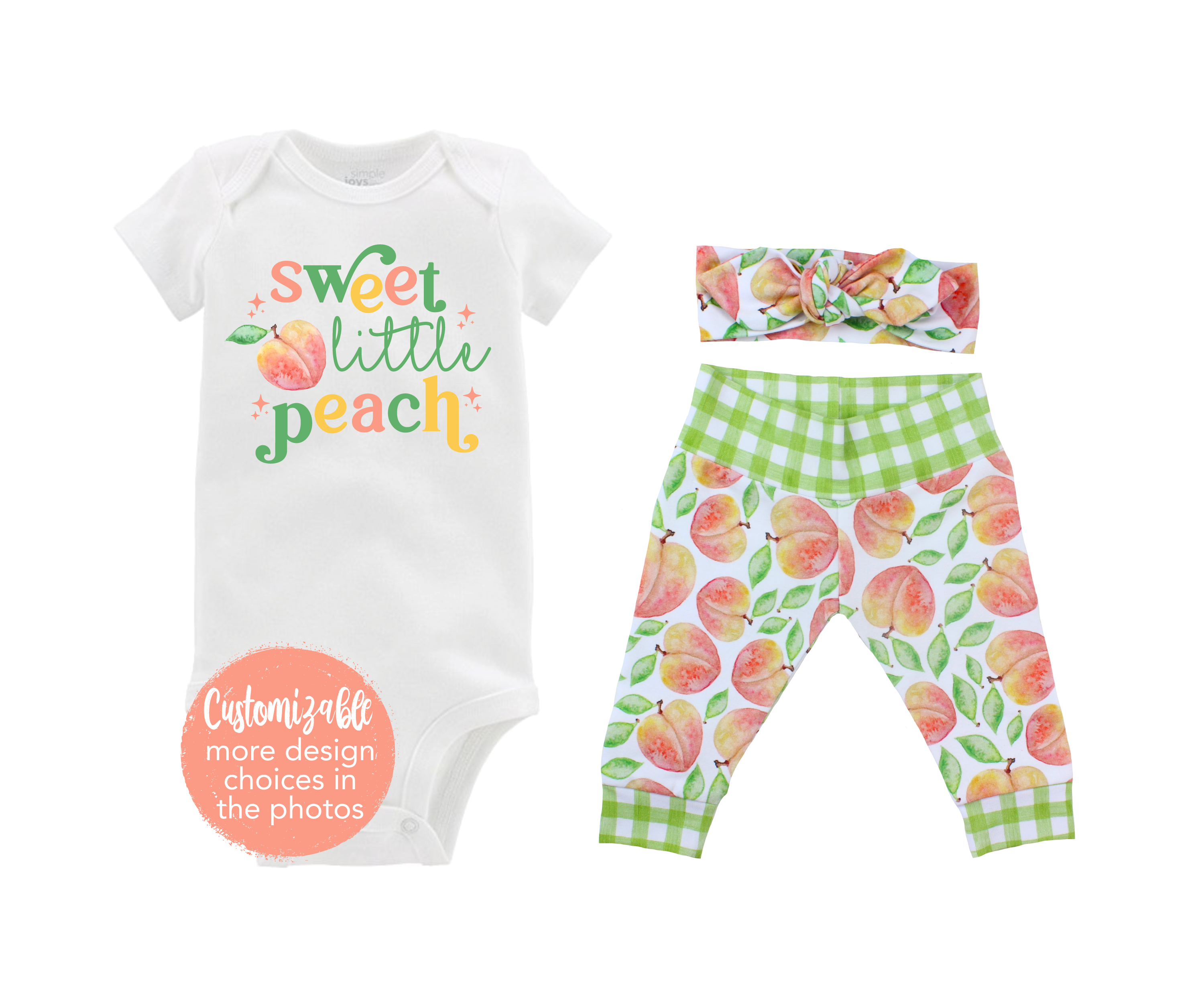 Peach New to the Crew Personalized Name Summer Fall Baby Girl Outfit
