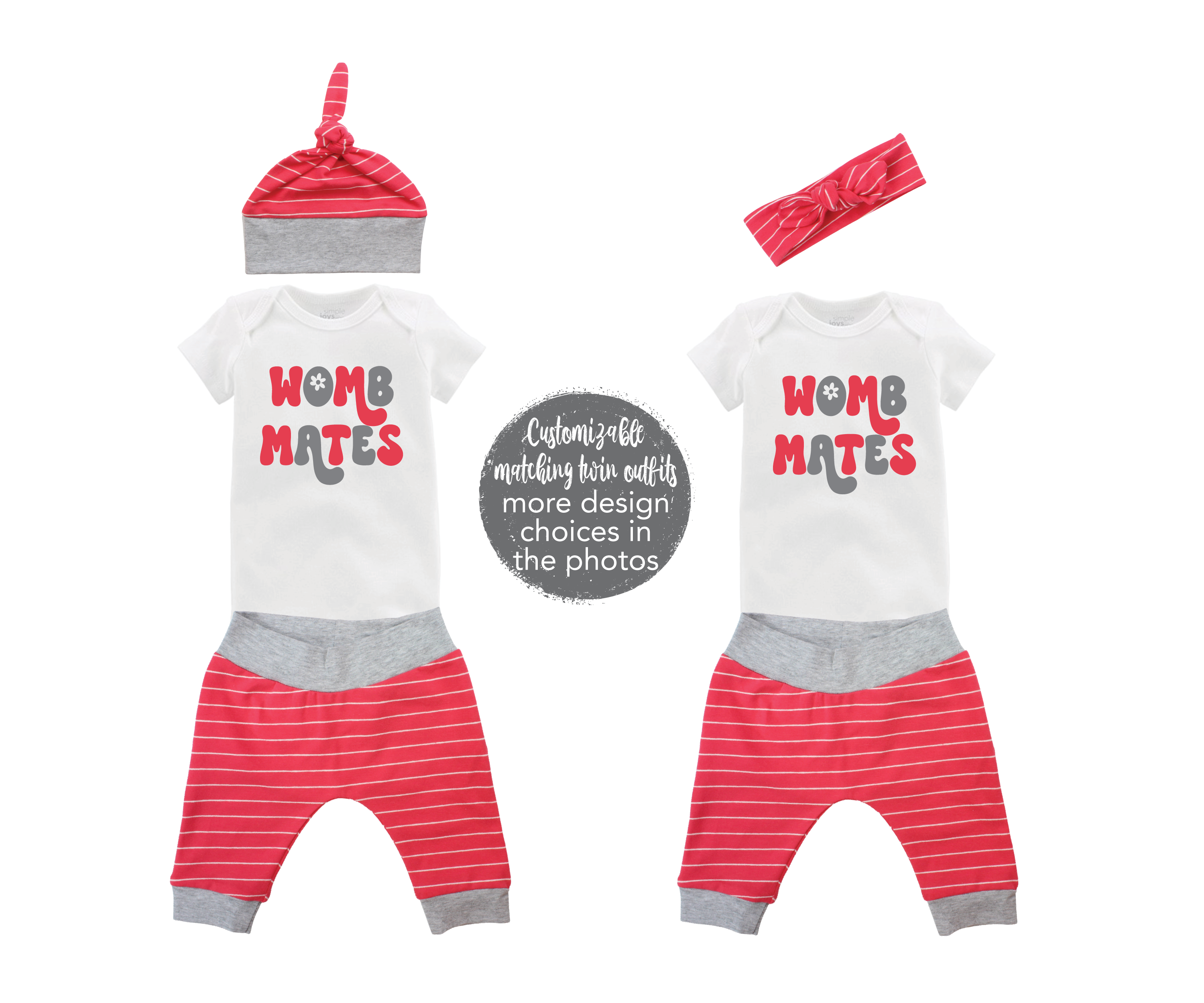 Twin Pink Stripes Outfit Dynamic Duo Oldest Youngest Friends Forever Baby Coming Home Outfit