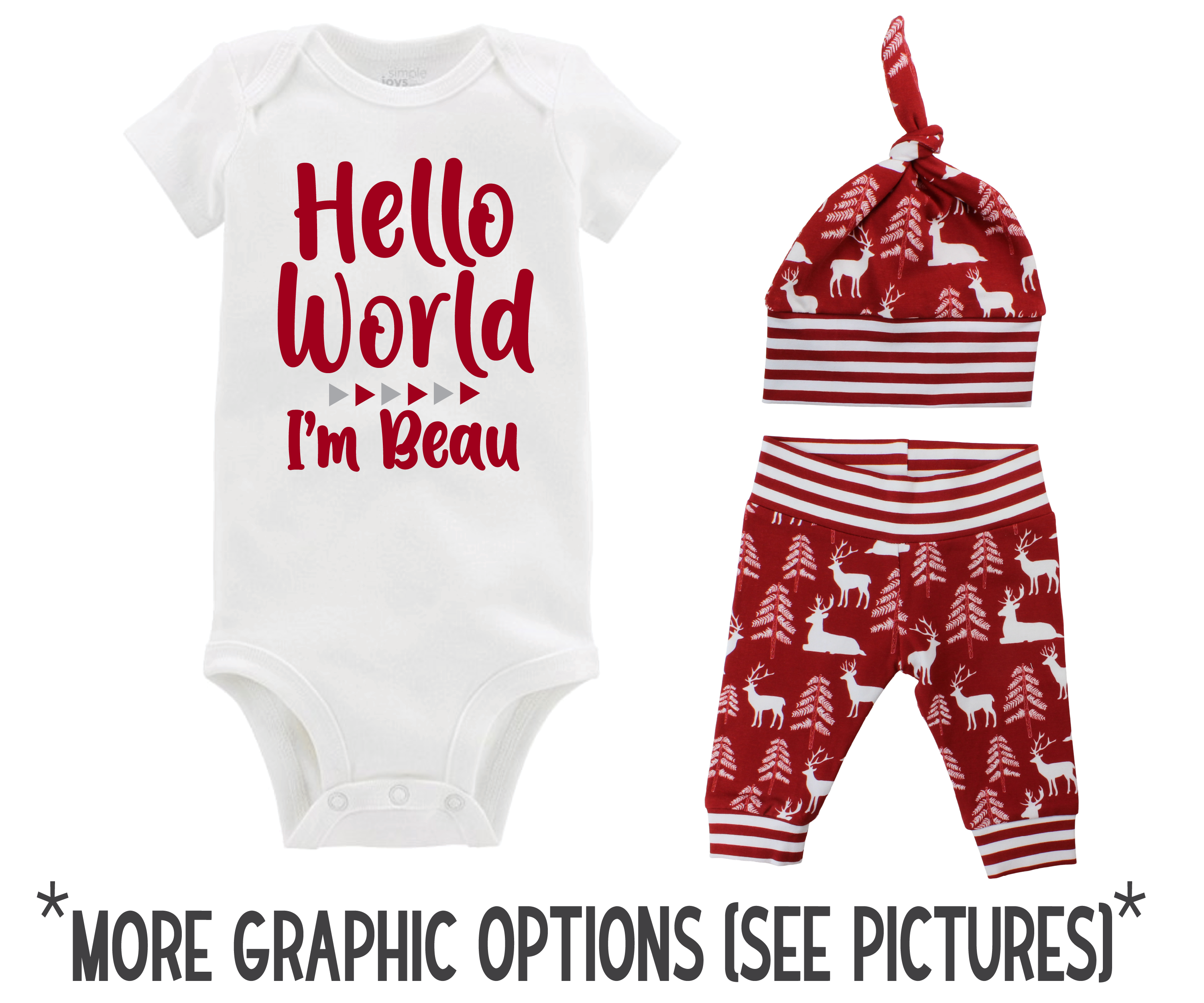 Boy Red Bear and Deer Baby Outfit