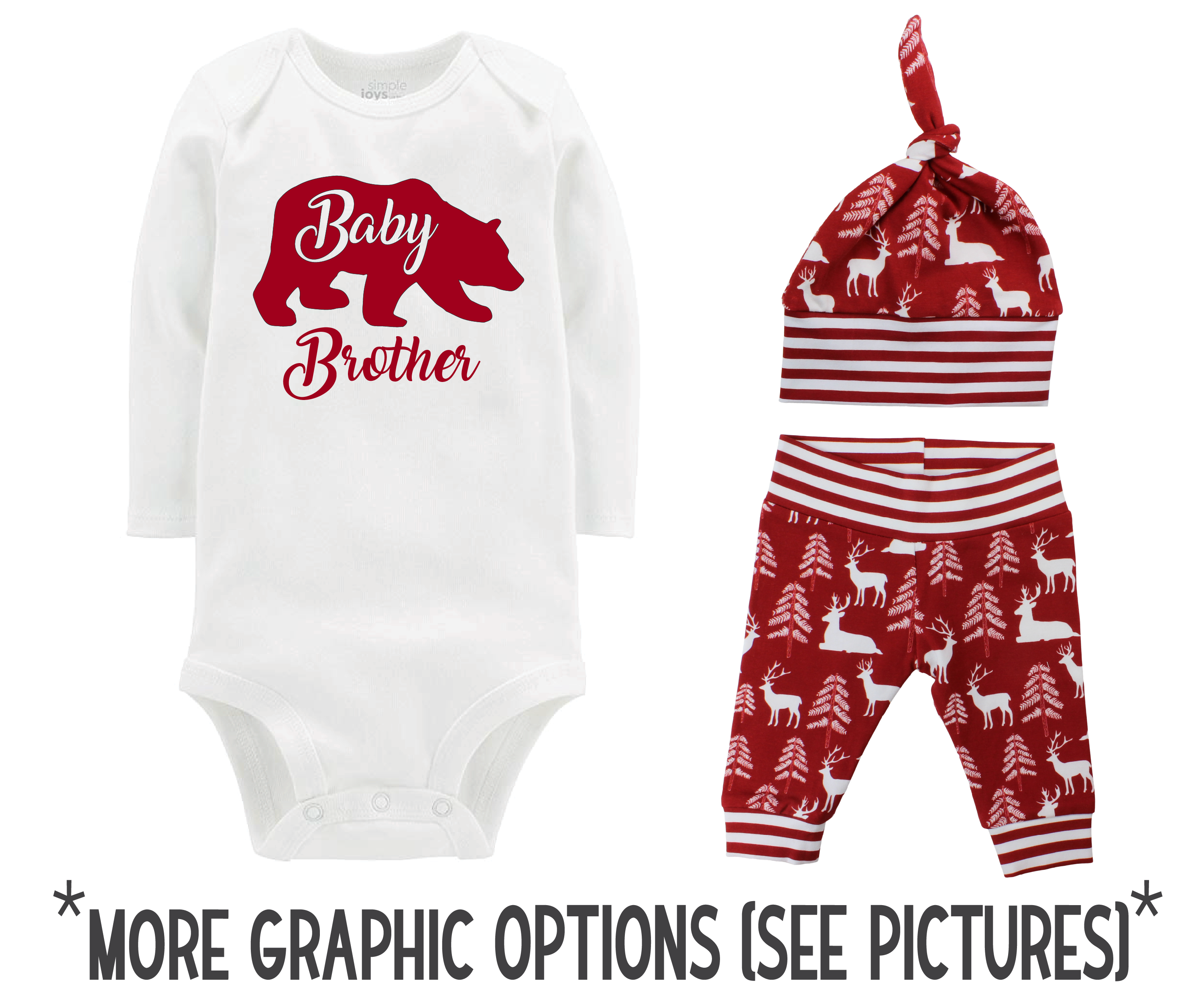Boy Red Bear and Deer Baby Outfit