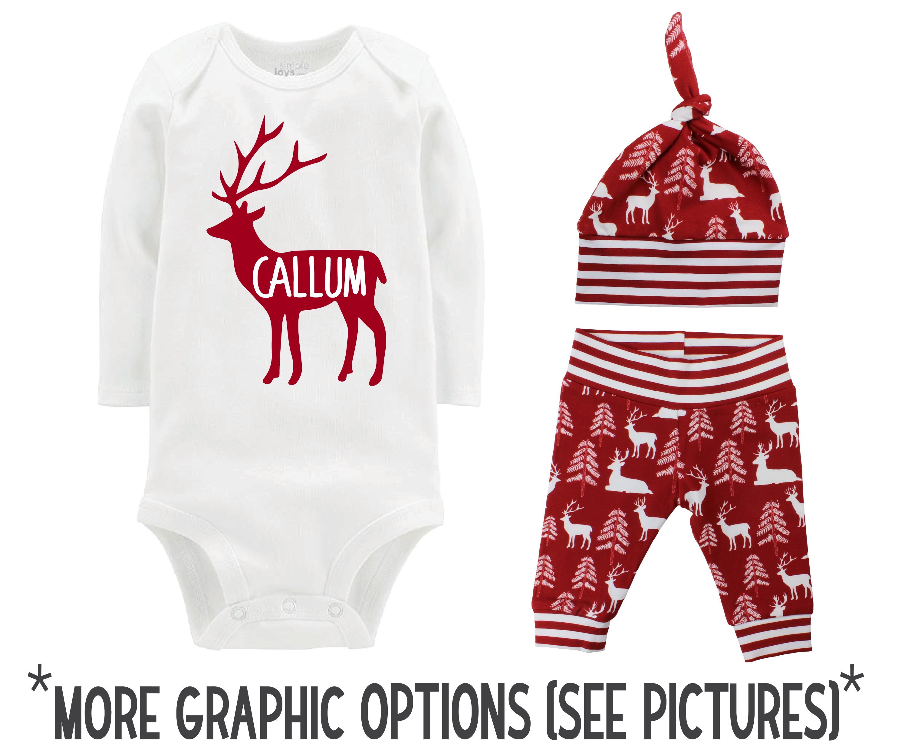 Boy Red Bear and Deer Baby Outfit