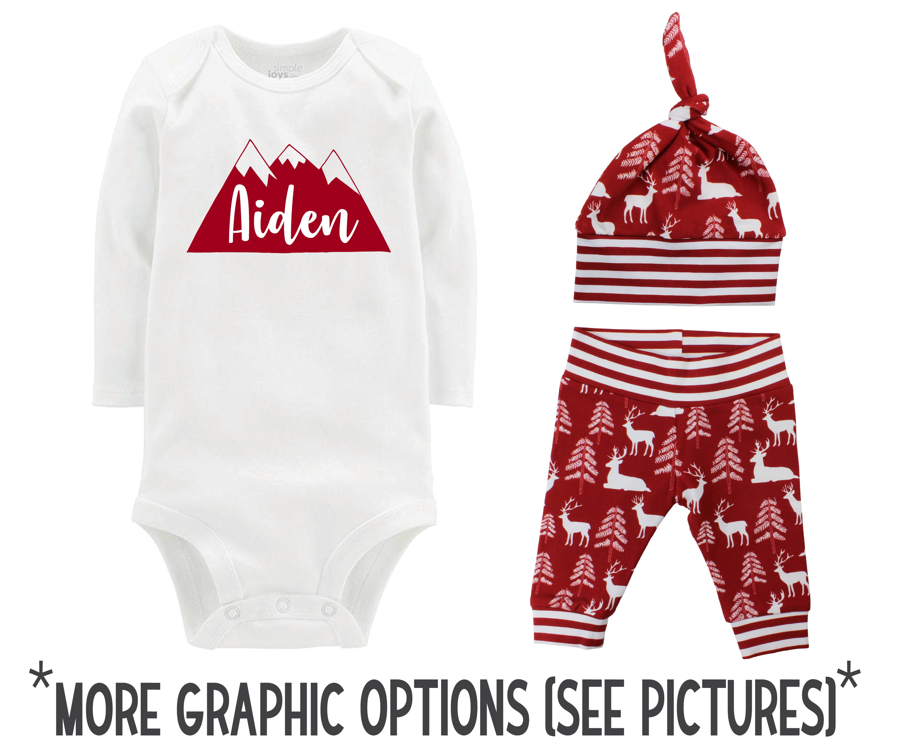 Boy Red Bear and Deer Baby Outfit