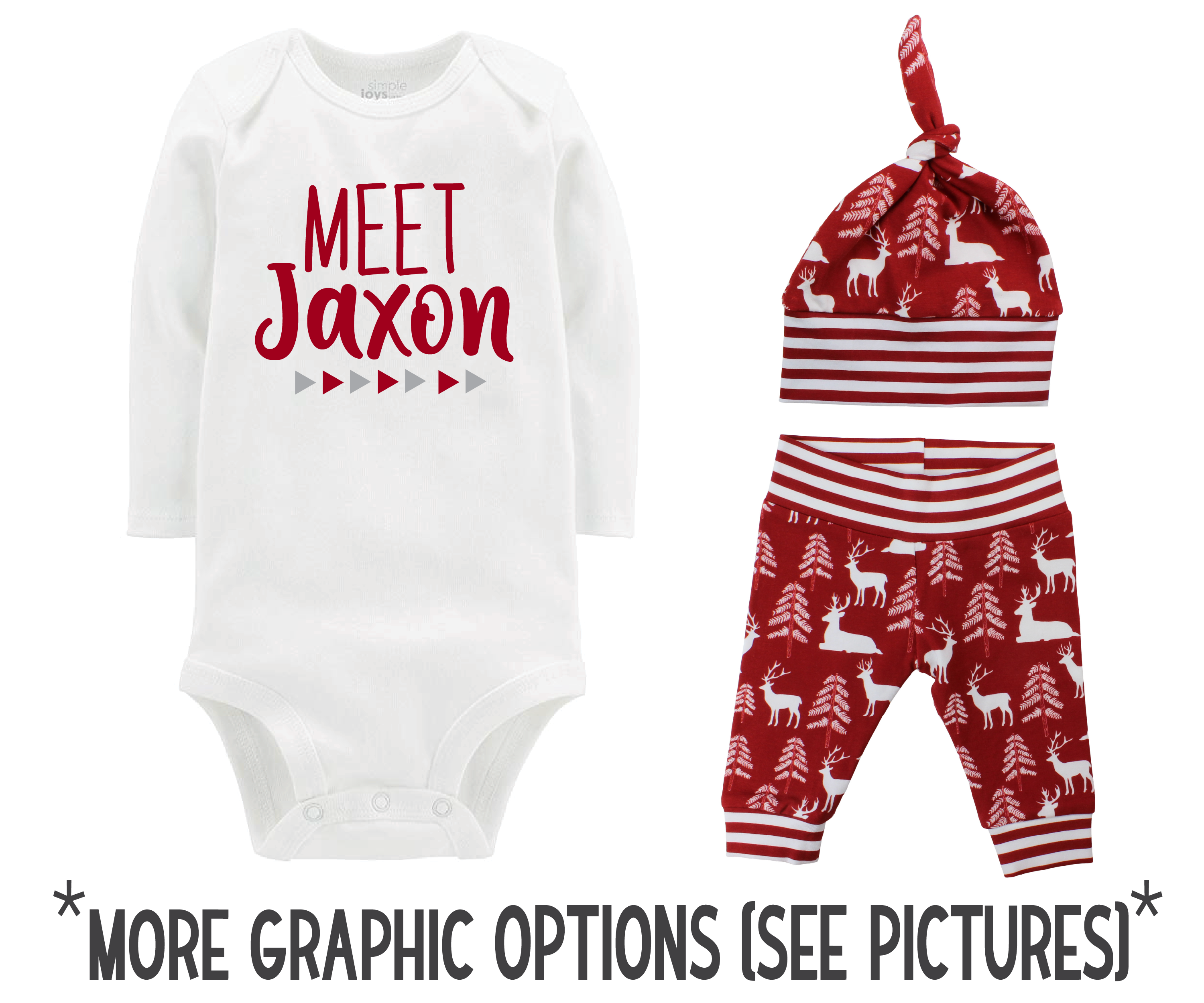 Boy Red Bear and Deer Baby Outfit