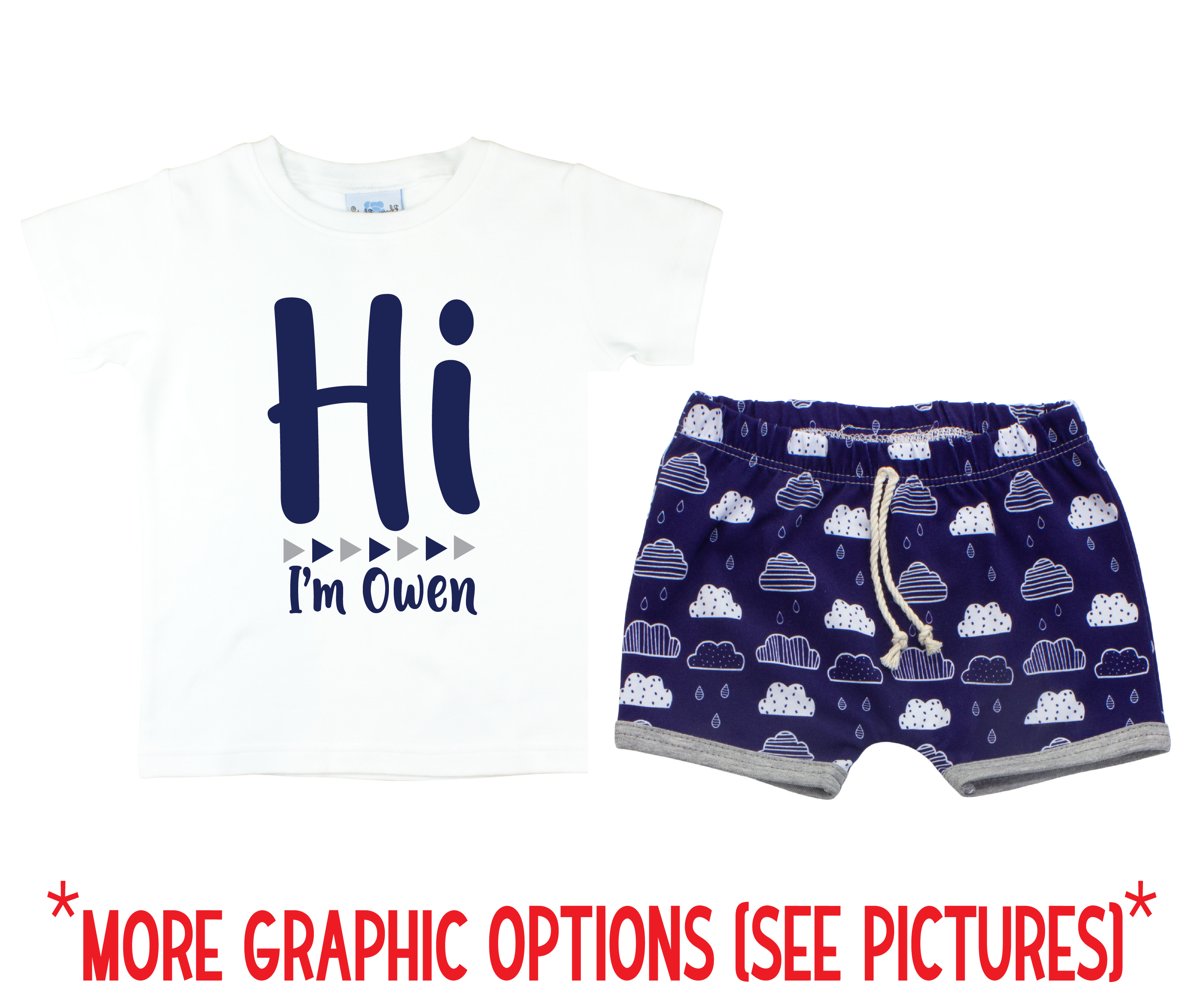 Baby Boy Blue Rain Cloud Short Outfit