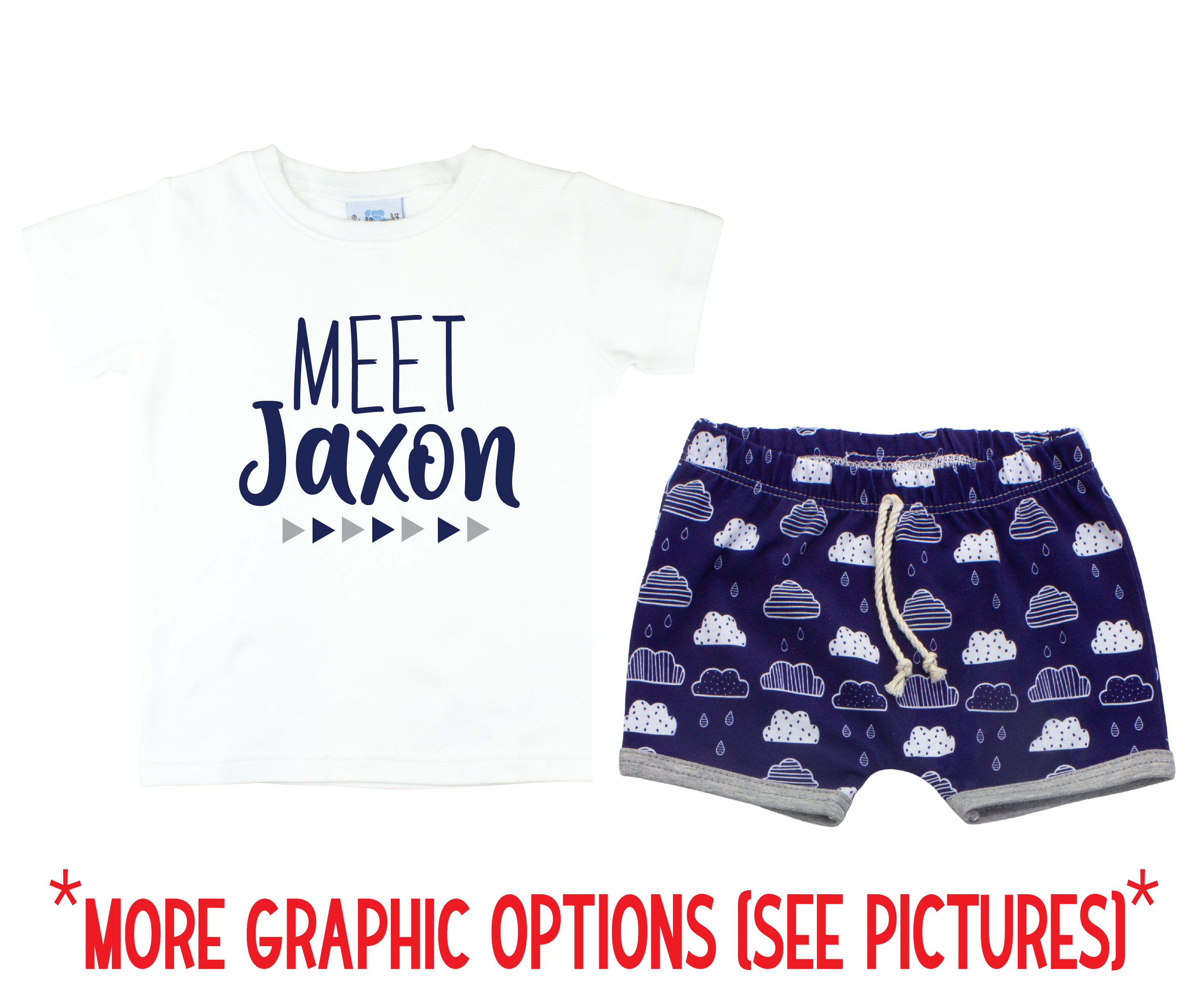 Boy Blue Rain Cloud Toddler Short Outfit