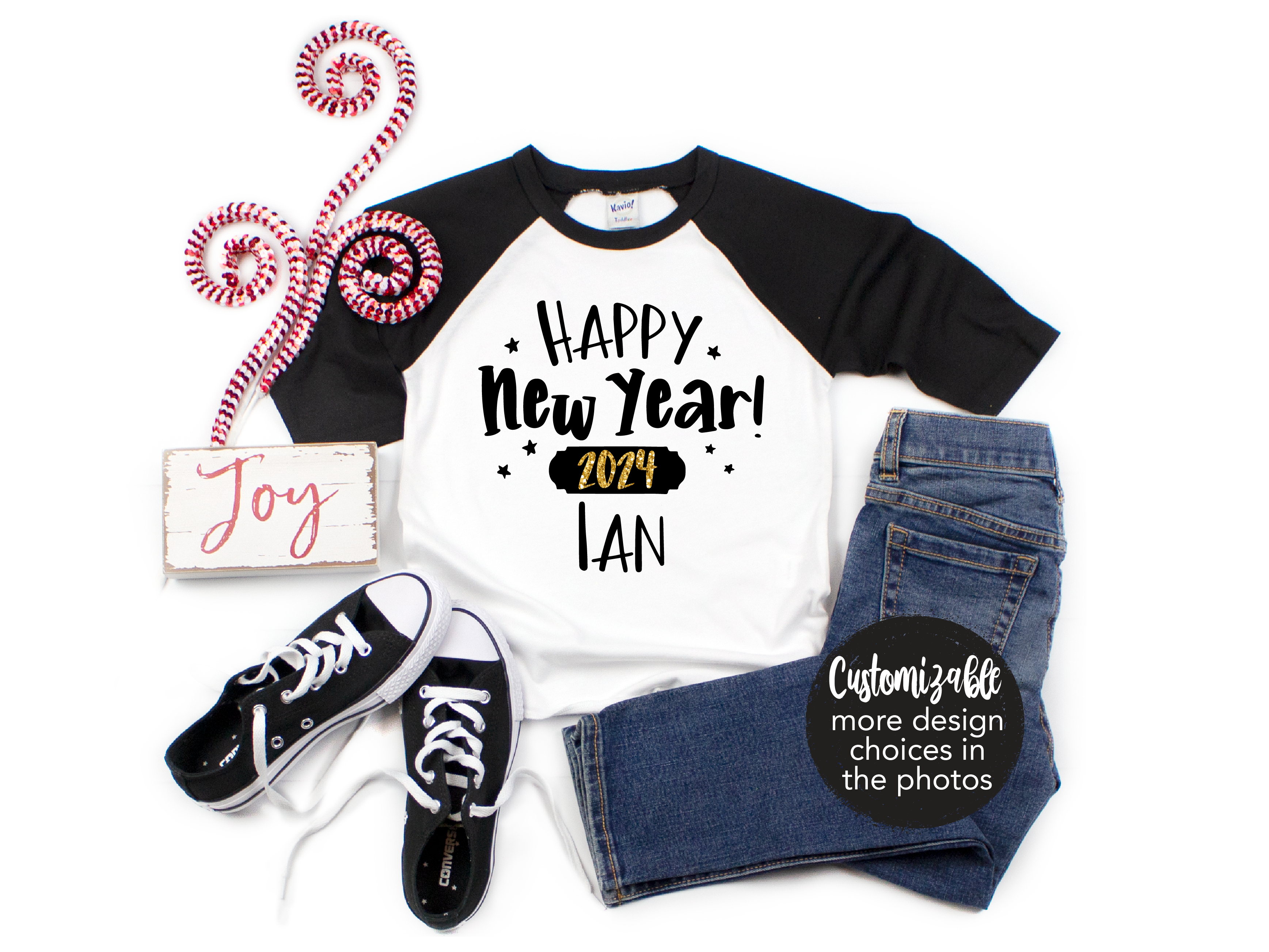 Happy New Year Raglan Shirt Unisex Kid Shirt Infant Toddler Youth