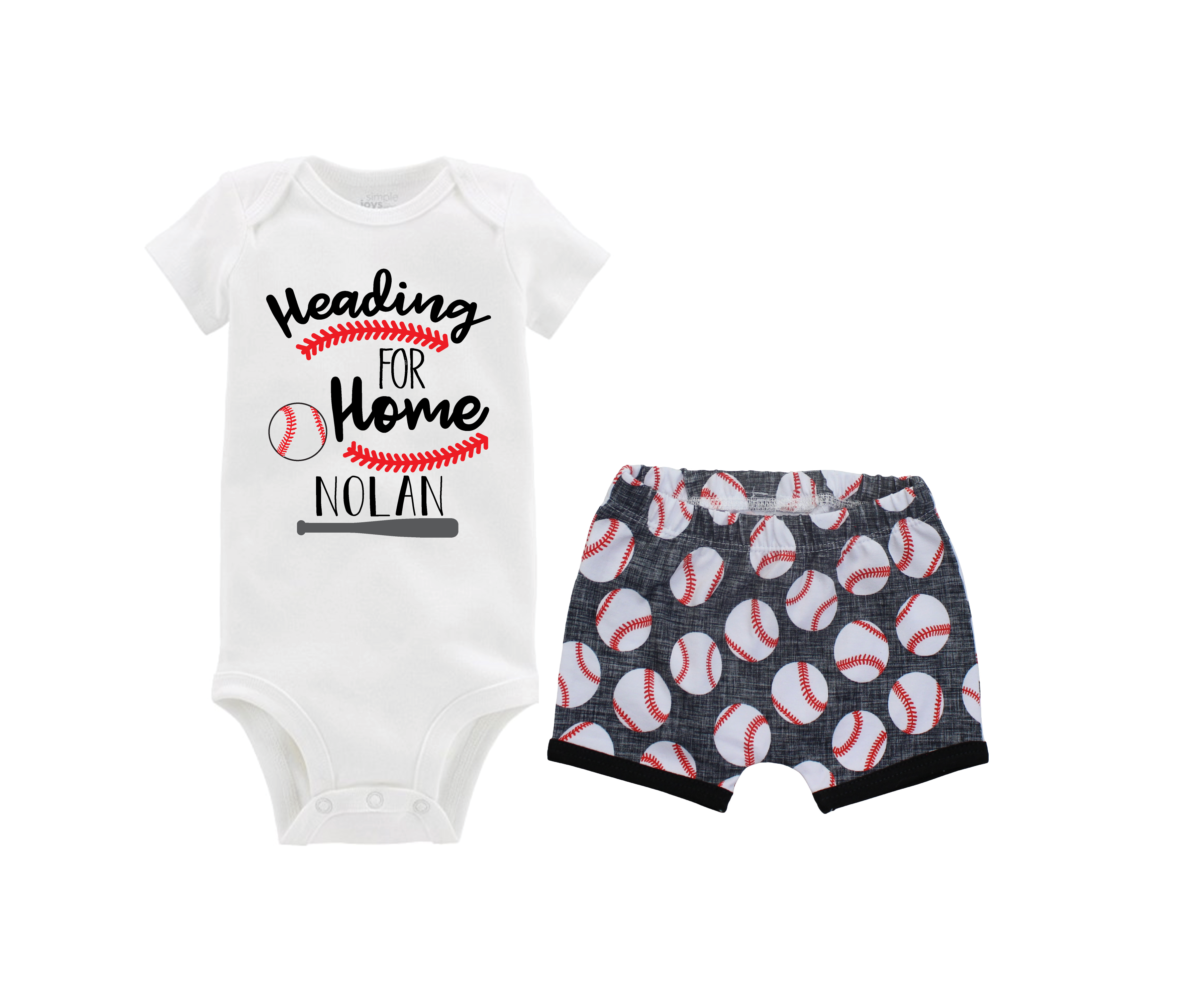 Baby Boy Gray Baseball Short Outfit
