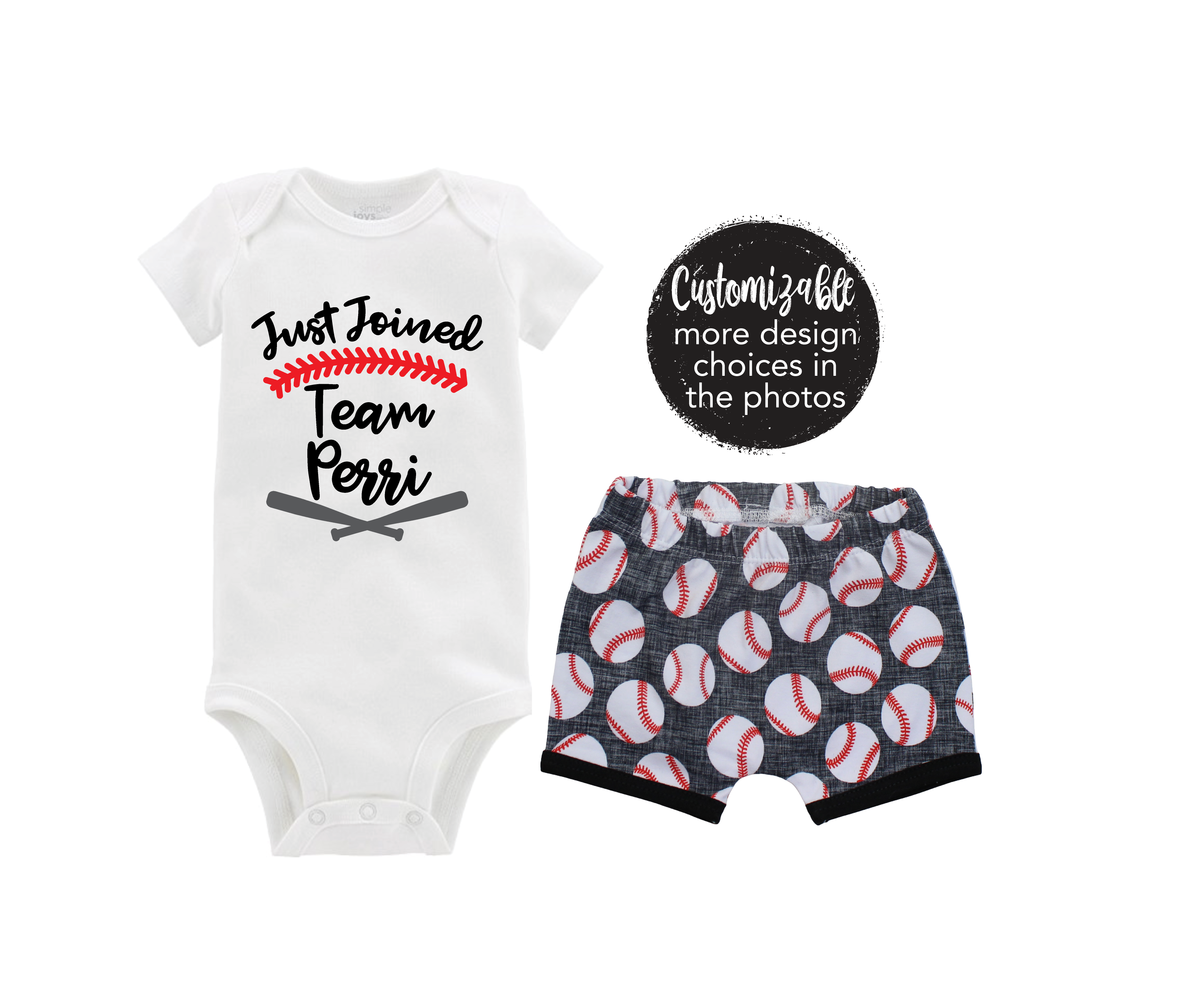 Baby Boy Gray Baseball Short Outfit