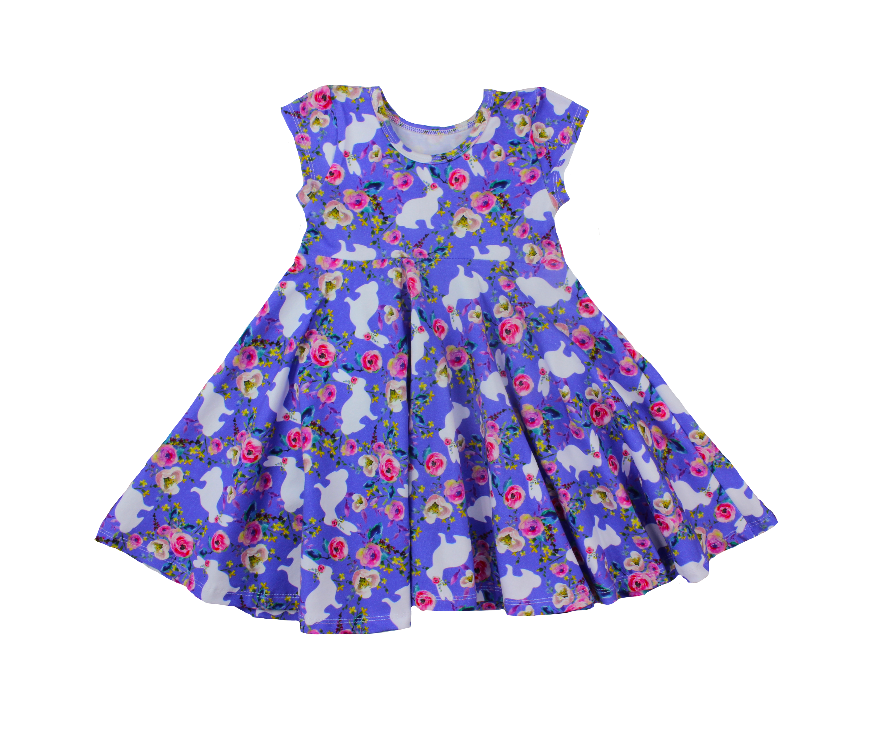 Short Sleeve Girls Easter Twirly Dress Summer Spring