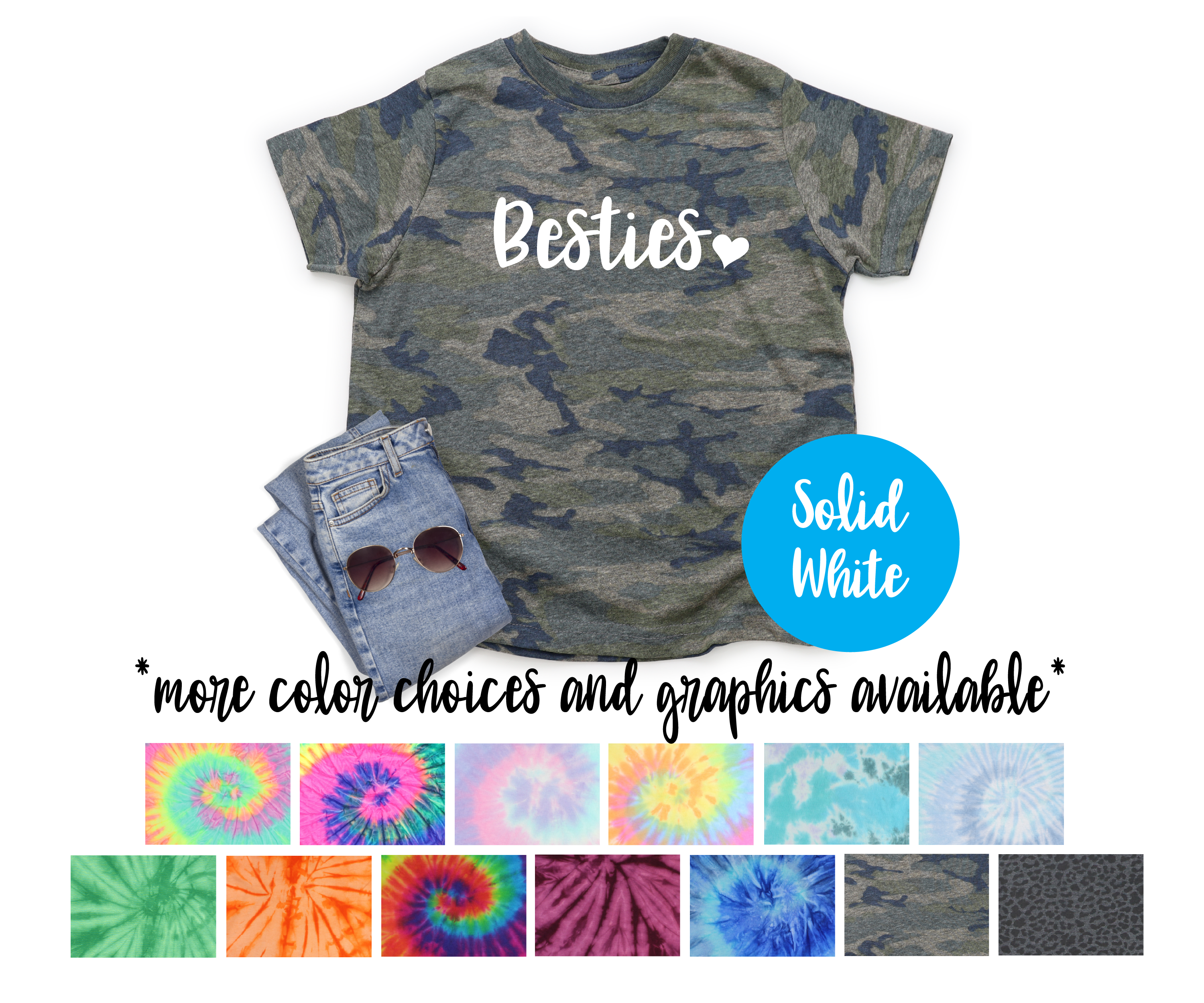 Besties Girl Tie Dye BFF Matching Shirts