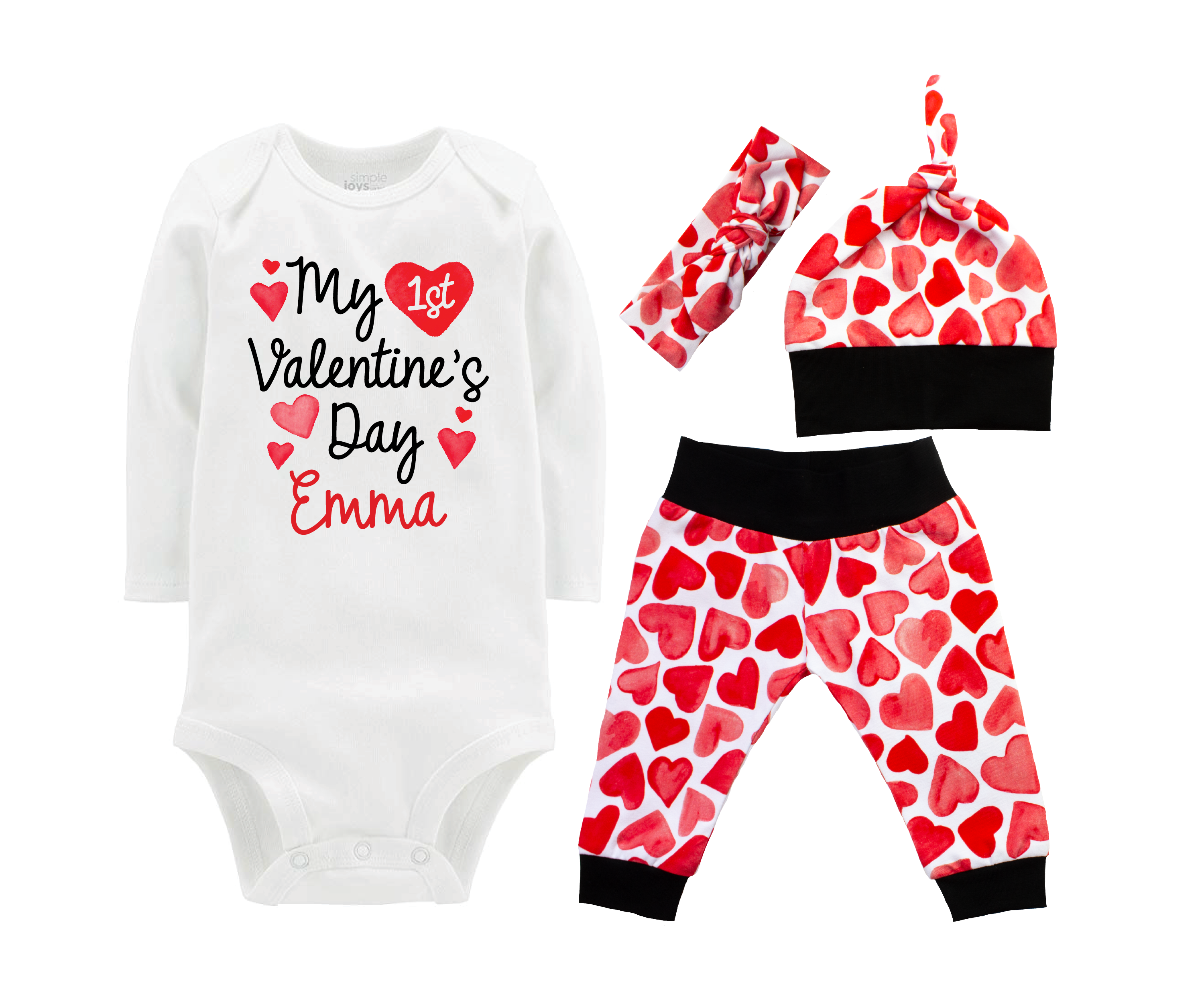 Baby Girl Happy Valentine's Day Heart Outfit