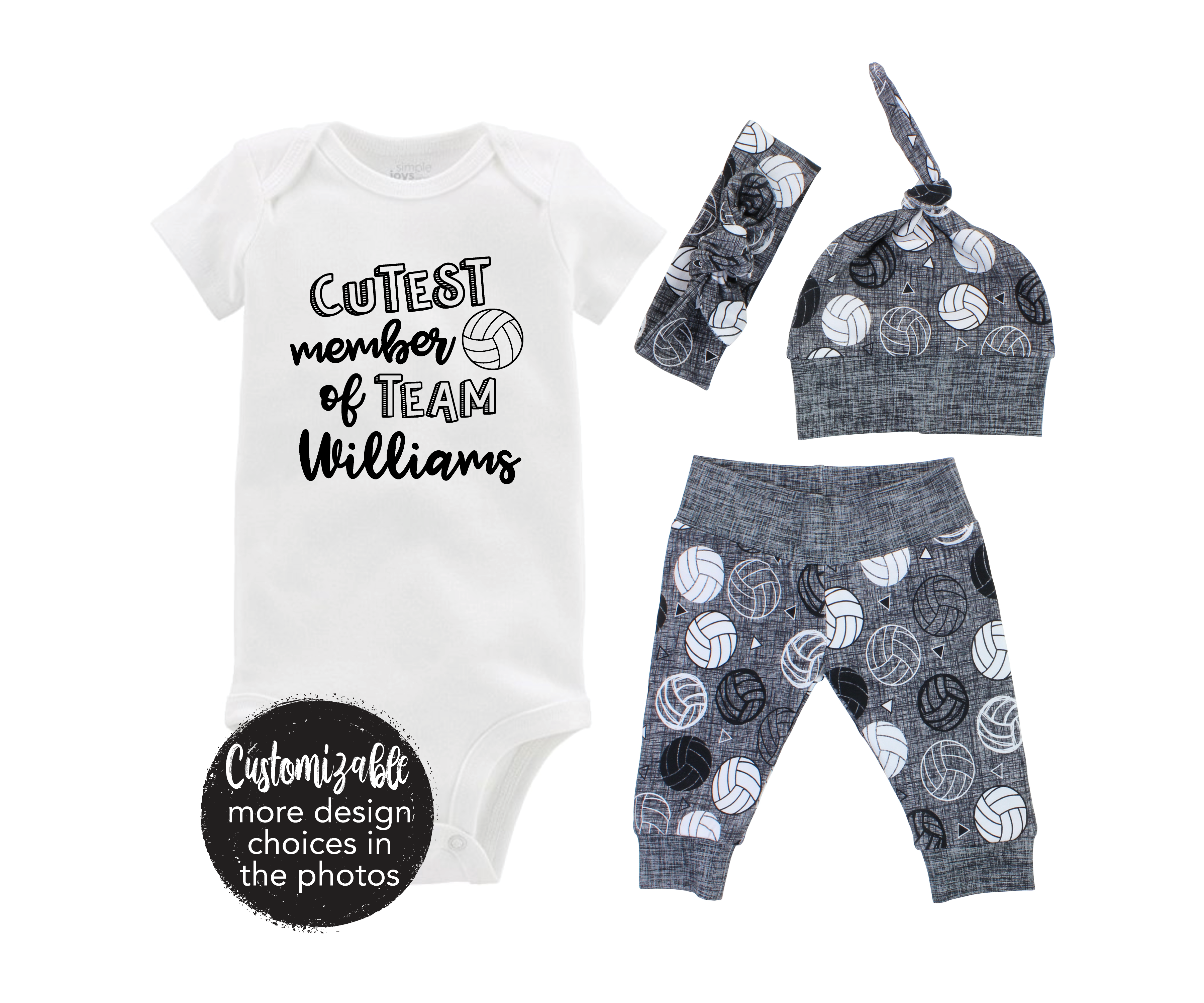 Gray Volleyball Baby Outfit