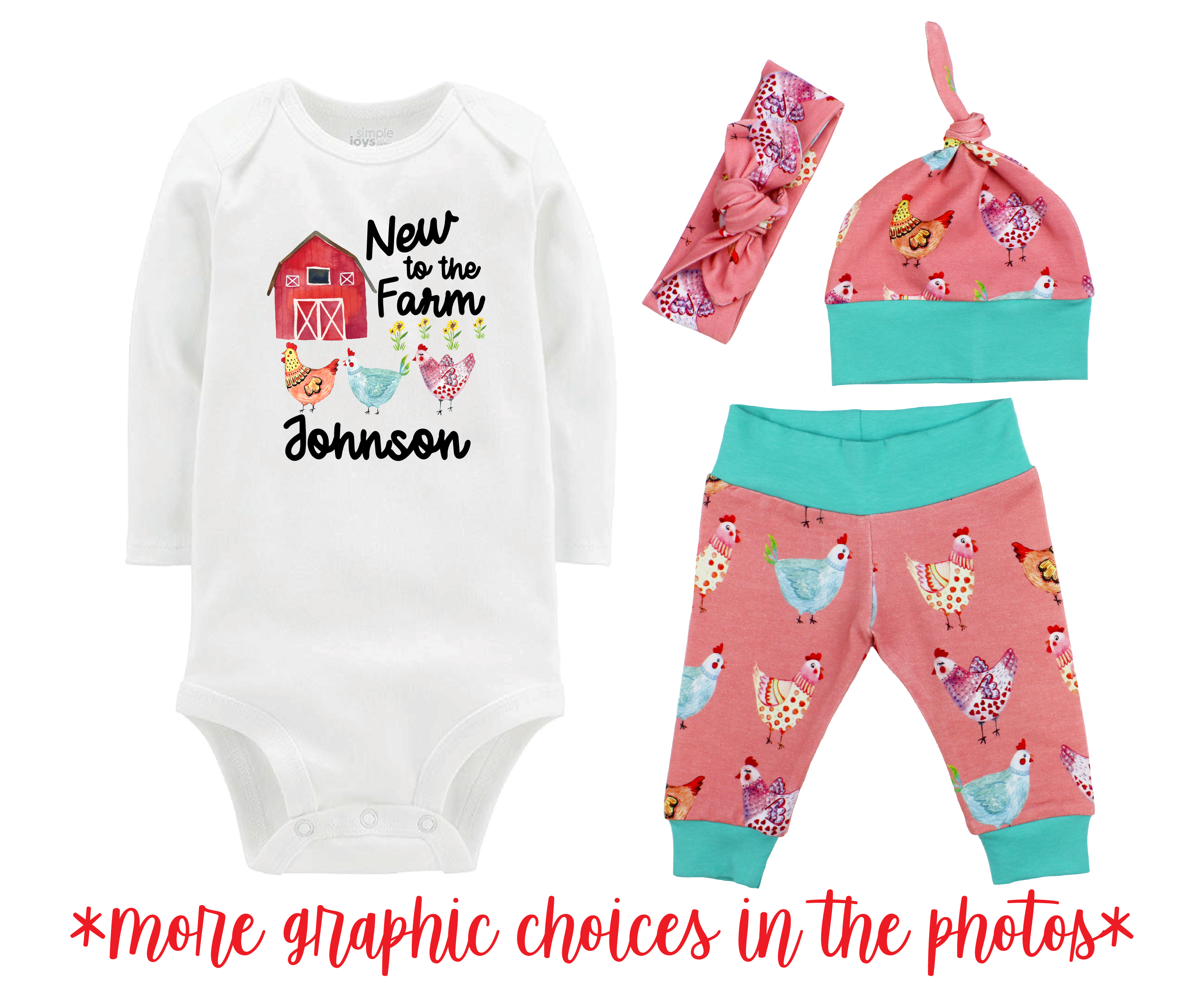 Coral Chicken Baby Girl Outfit