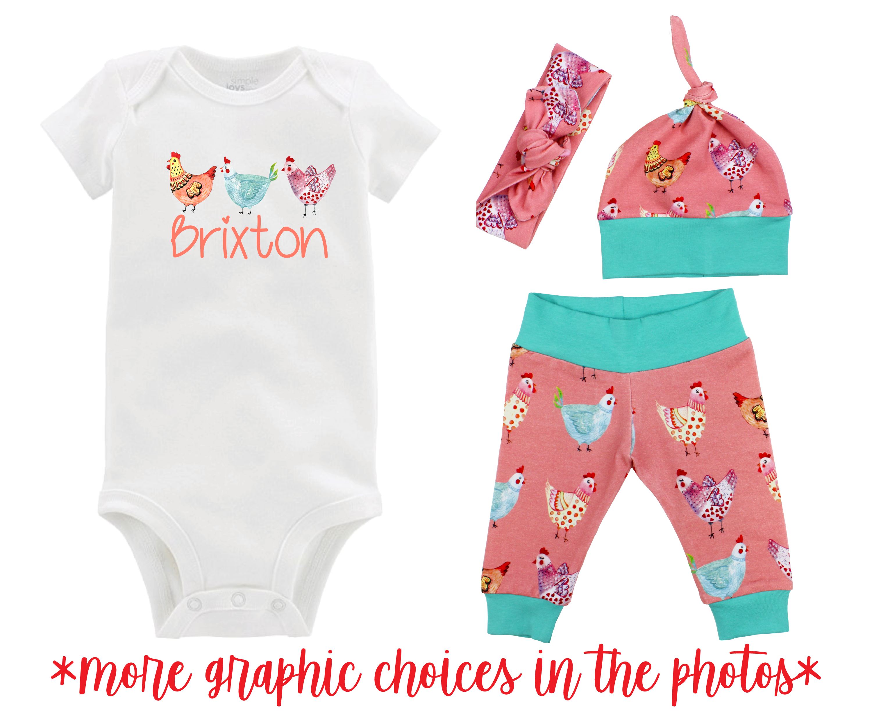 Coral Chicken Baby Girl Outfit