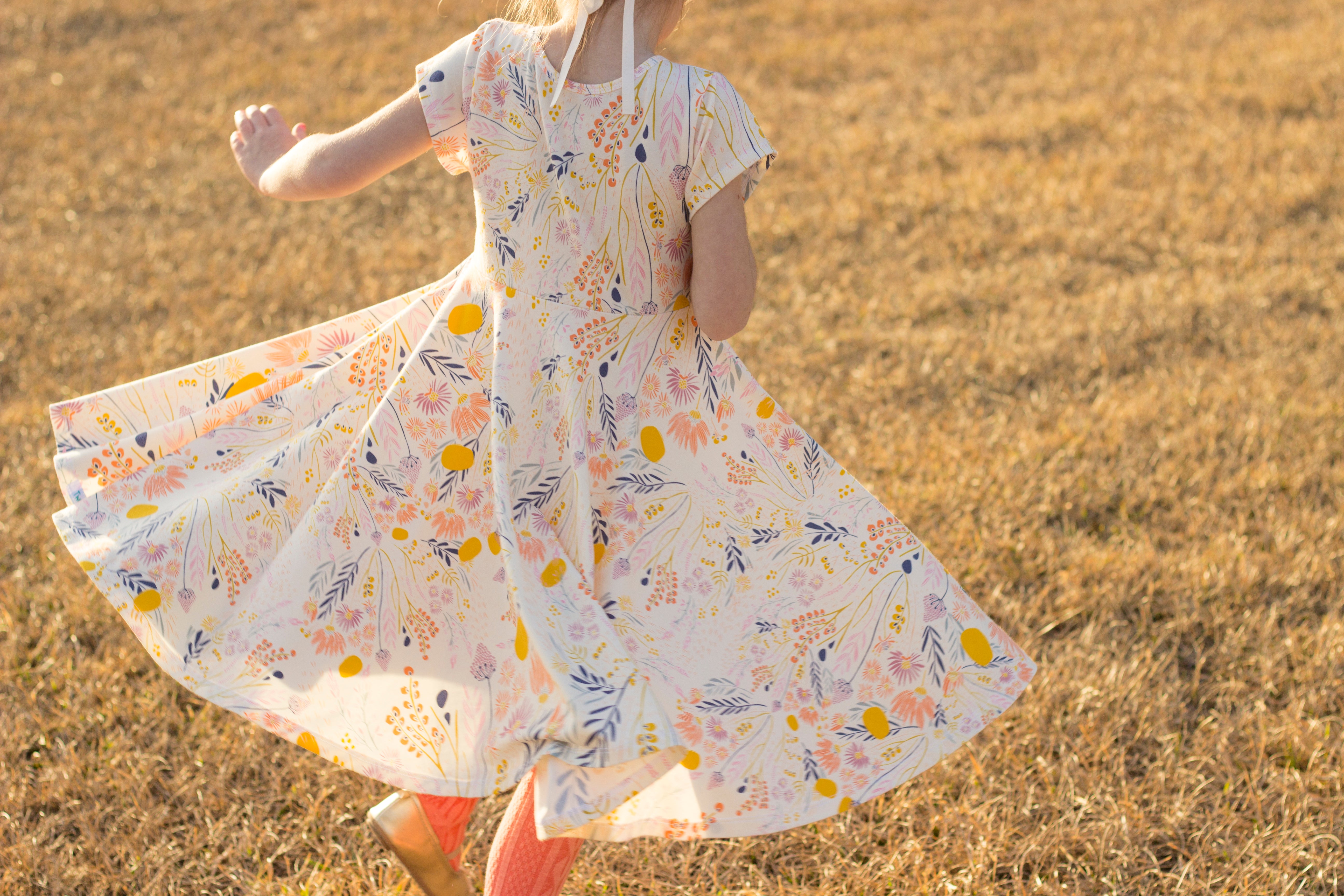 Short Sleeve Girls Twirly Dress