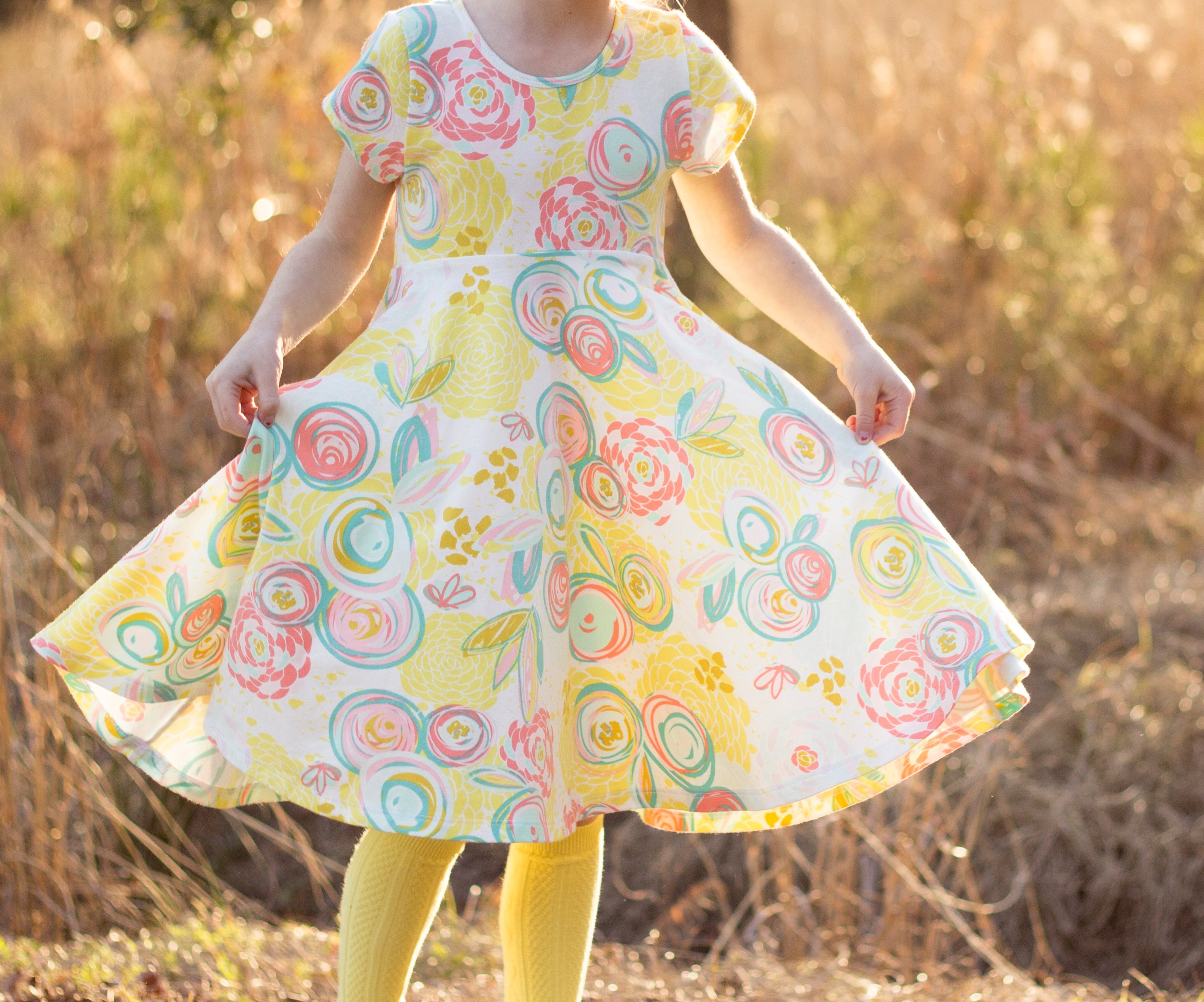 Short Sleeve Girls Twirly Dress