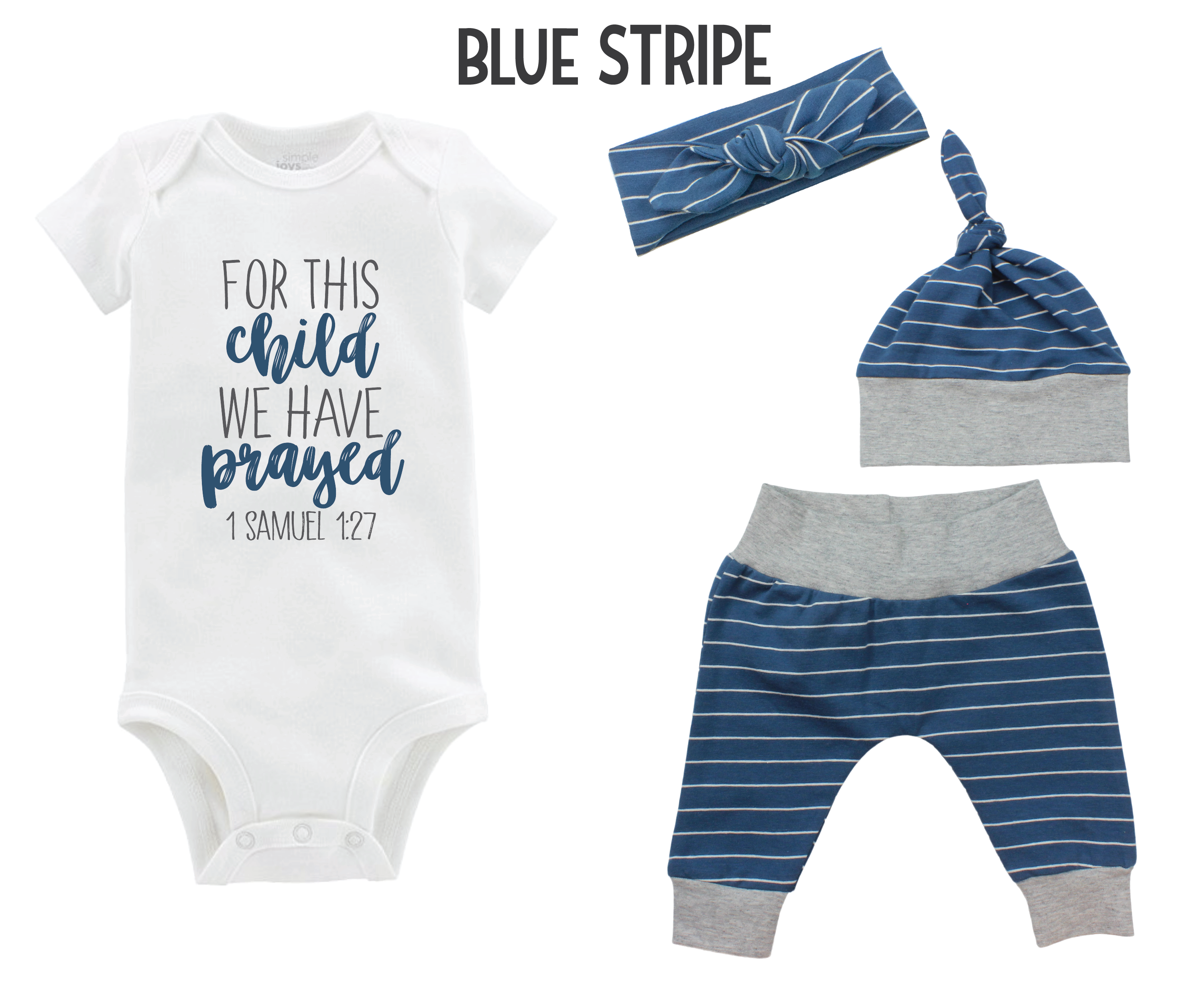Unisex For this Child We Have Prayed Stripe Baby Outfit