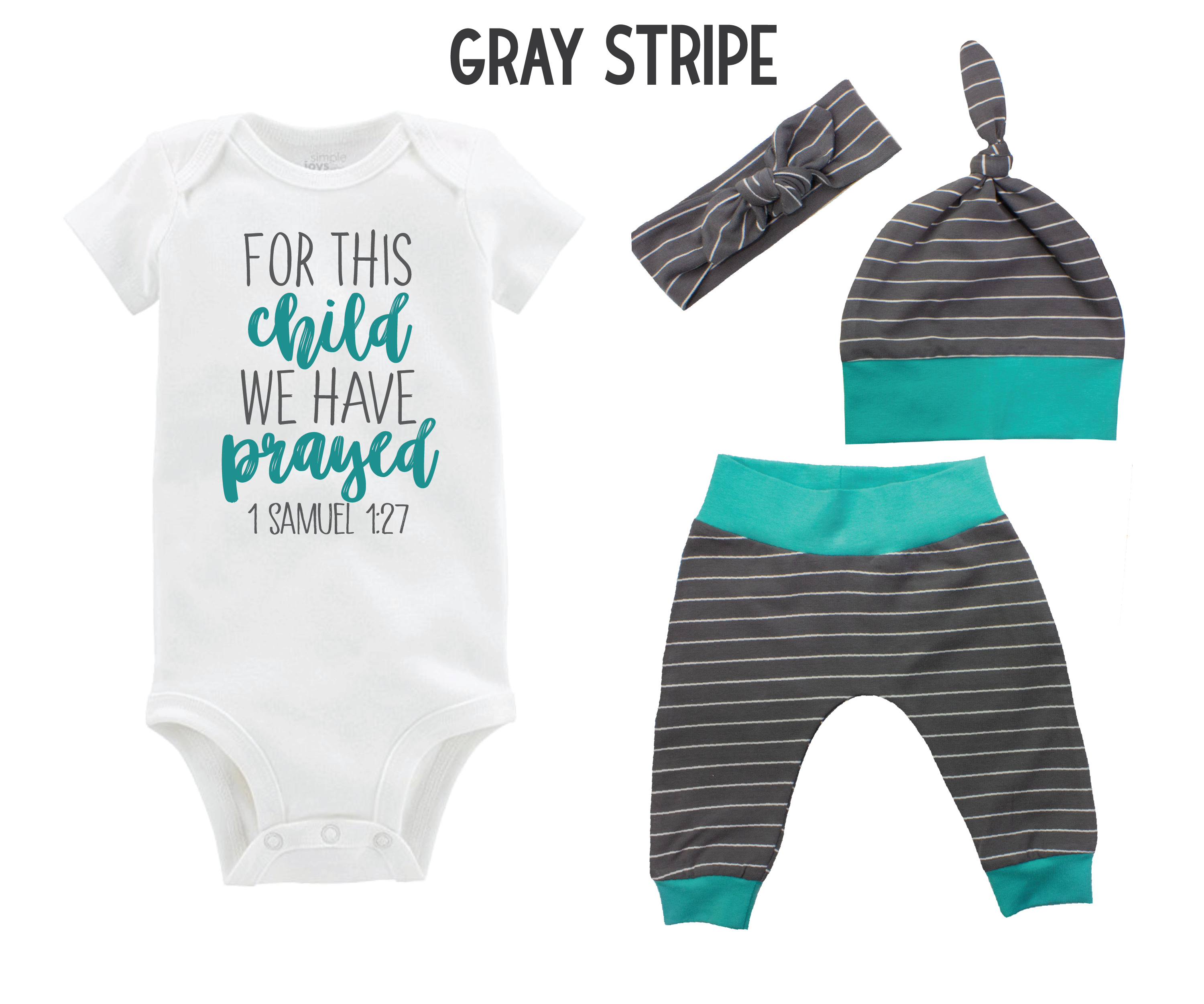 Unisex For this Child We Have Prayed Stripe Baby Outfit