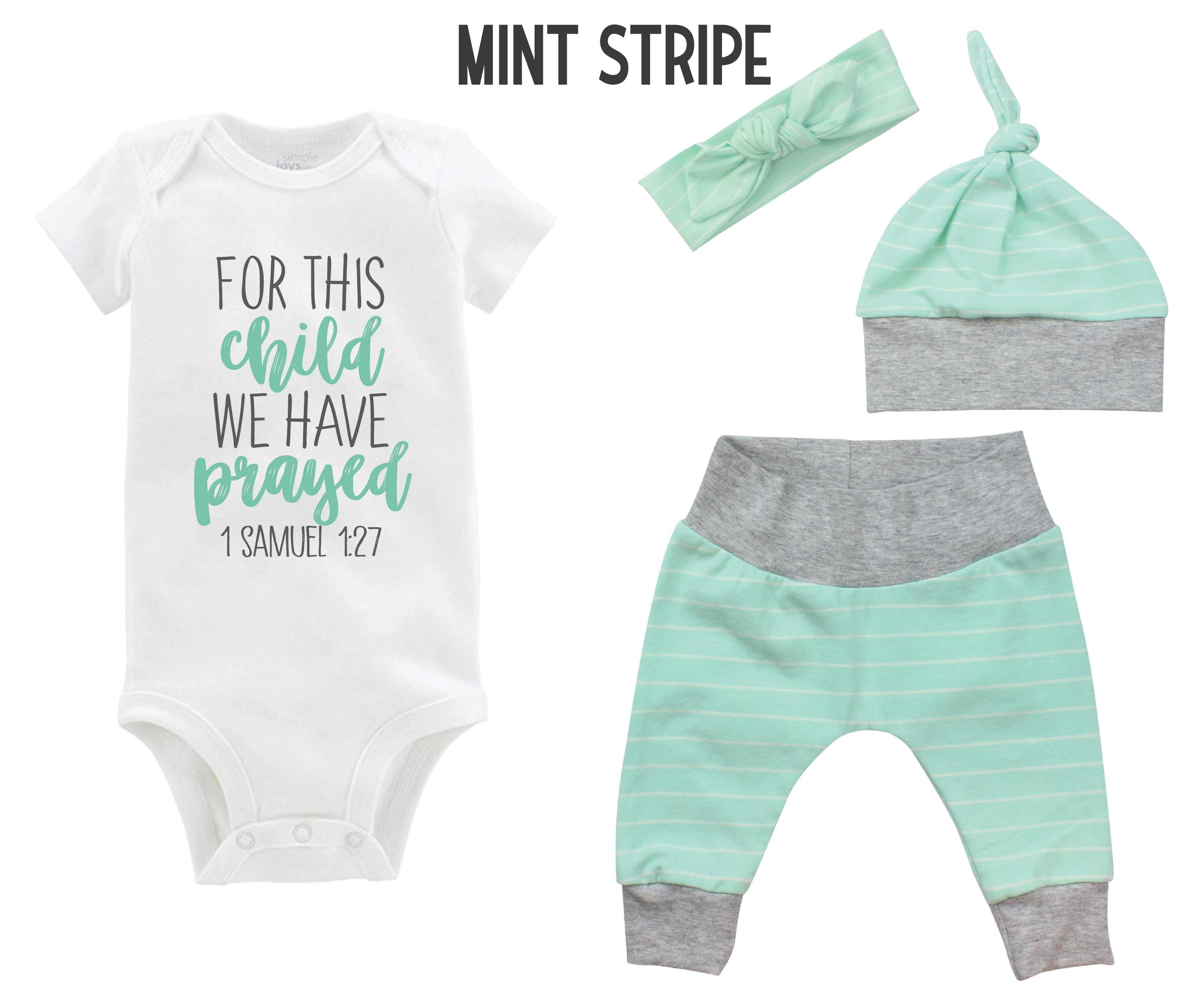 Unisex For this Child We Have Prayed Stripe Baby Outfit