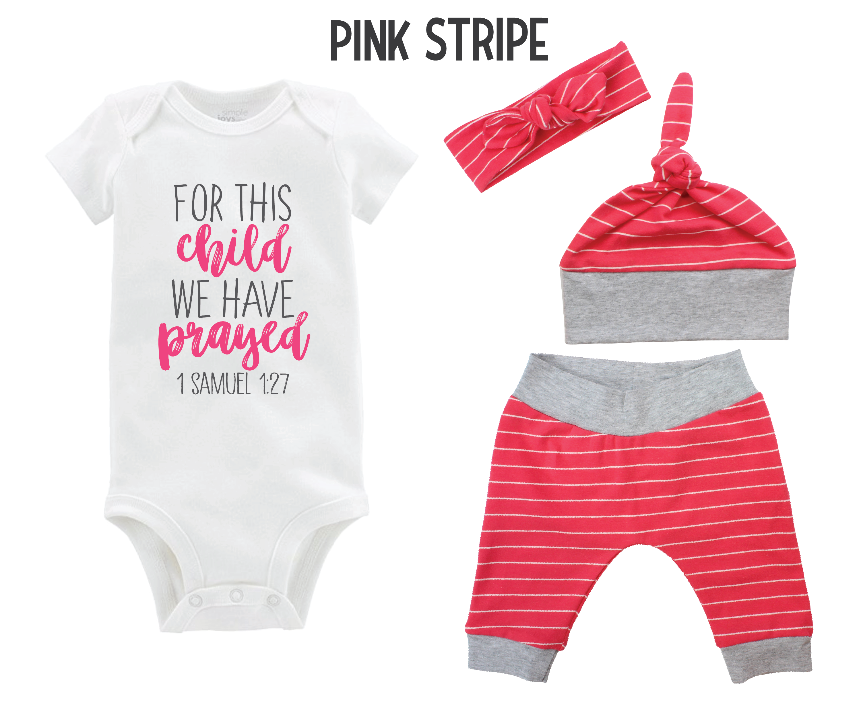 Unisex For this Child We Have Prayed Stripe Baby Outfit
