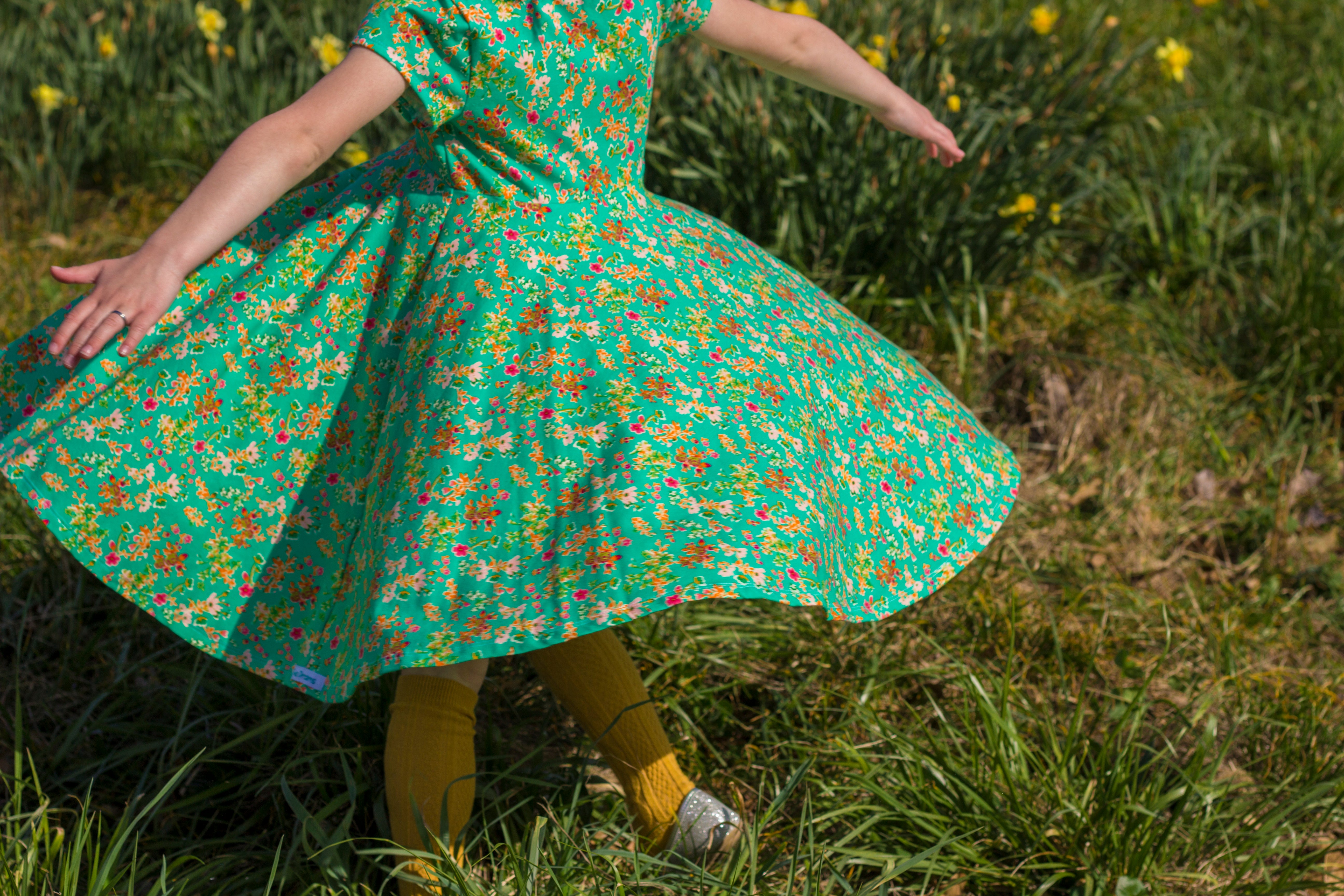 Short Sleeve Girls Twirly Dress