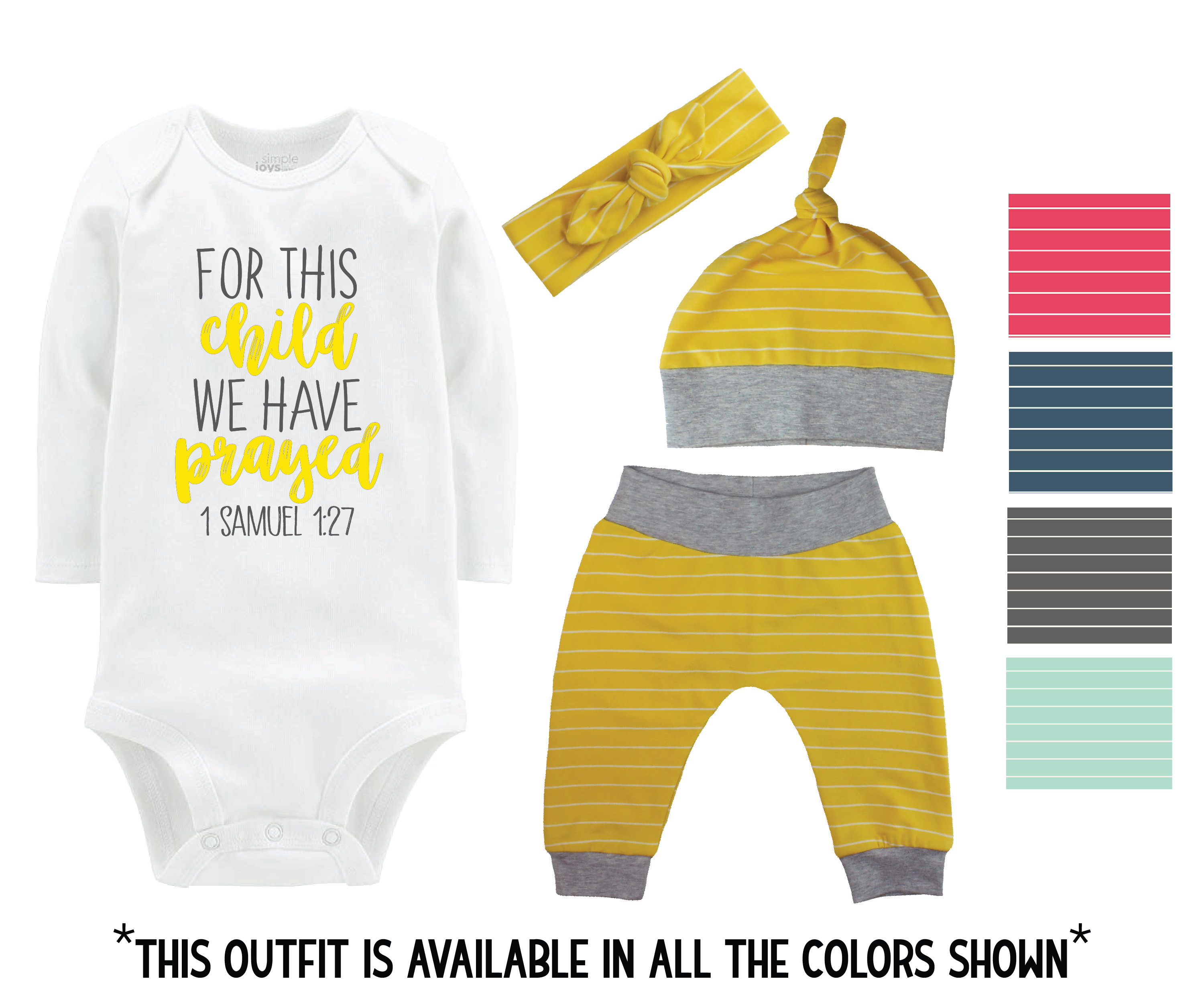 Unisex For this Child We Have Prayed Stripe Baby Outfit