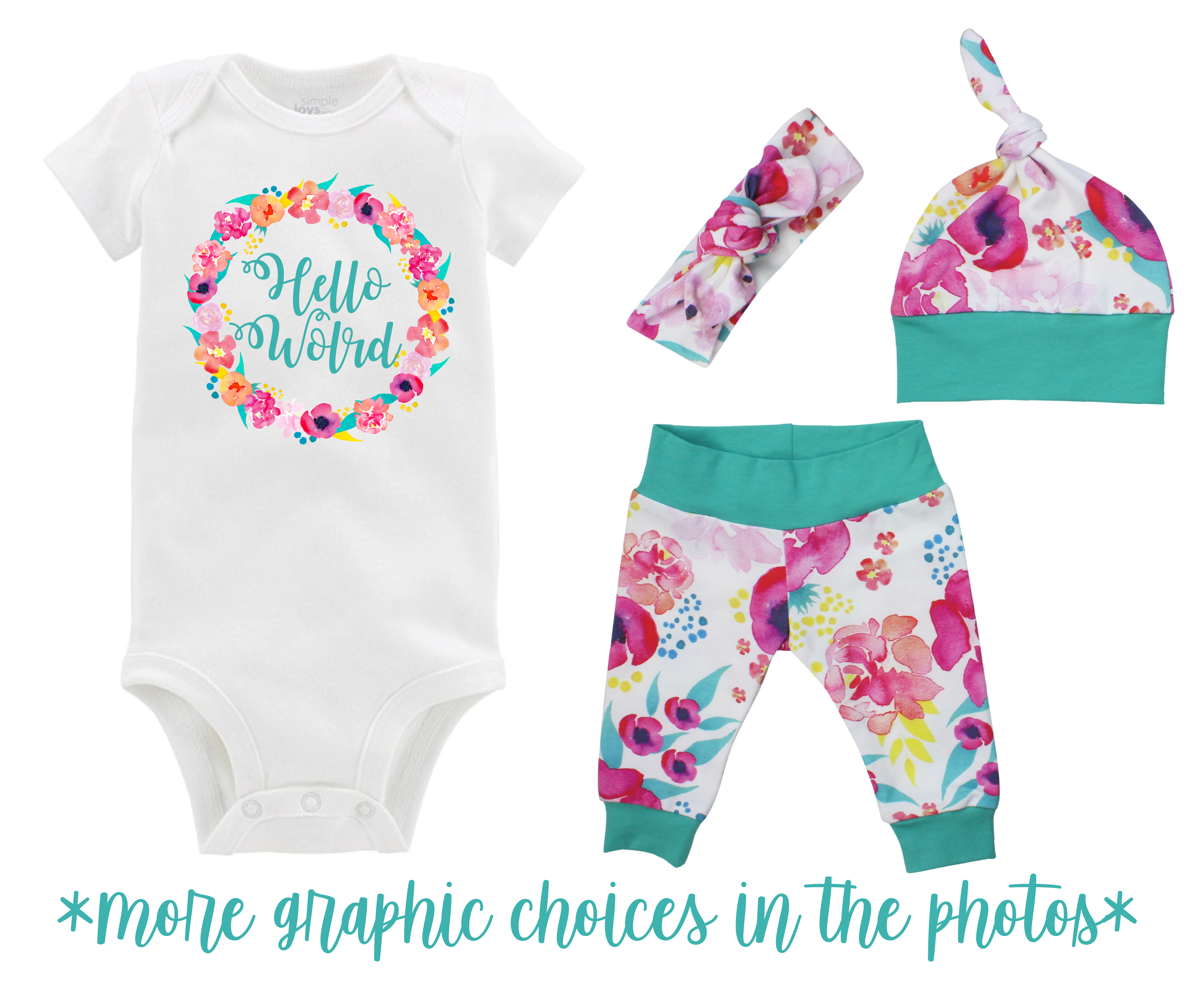 Tropical Watercolor Floral Baby Girl Outfit