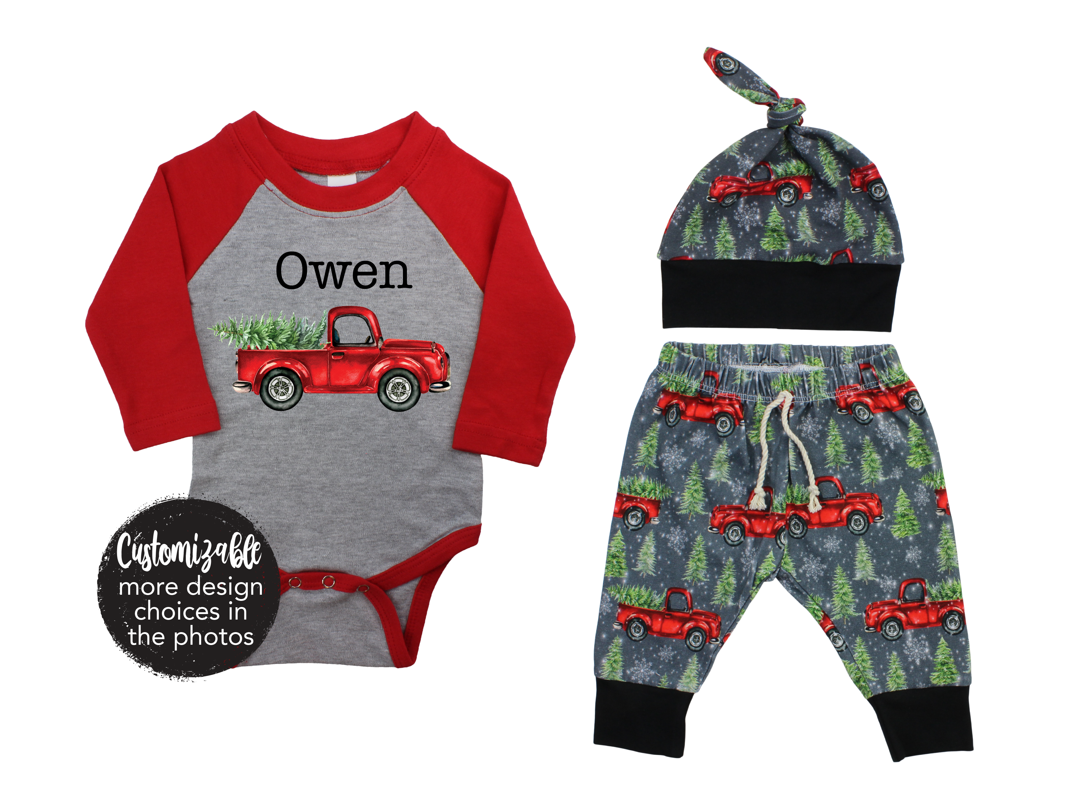 Christmas Red Truck Boy Outfit