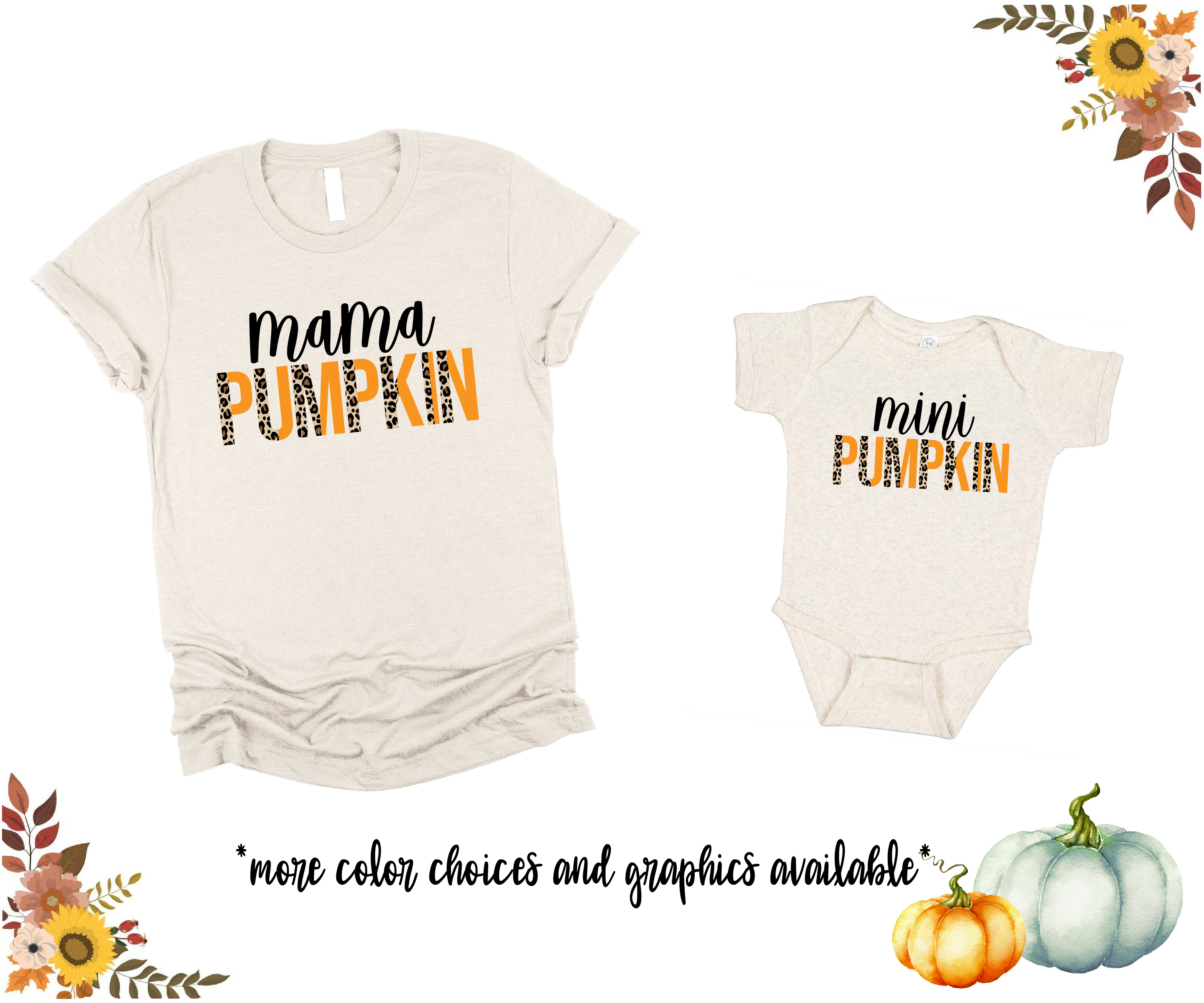 Mama Mini Fall Pumpkin Vibes Retro Matching Tees