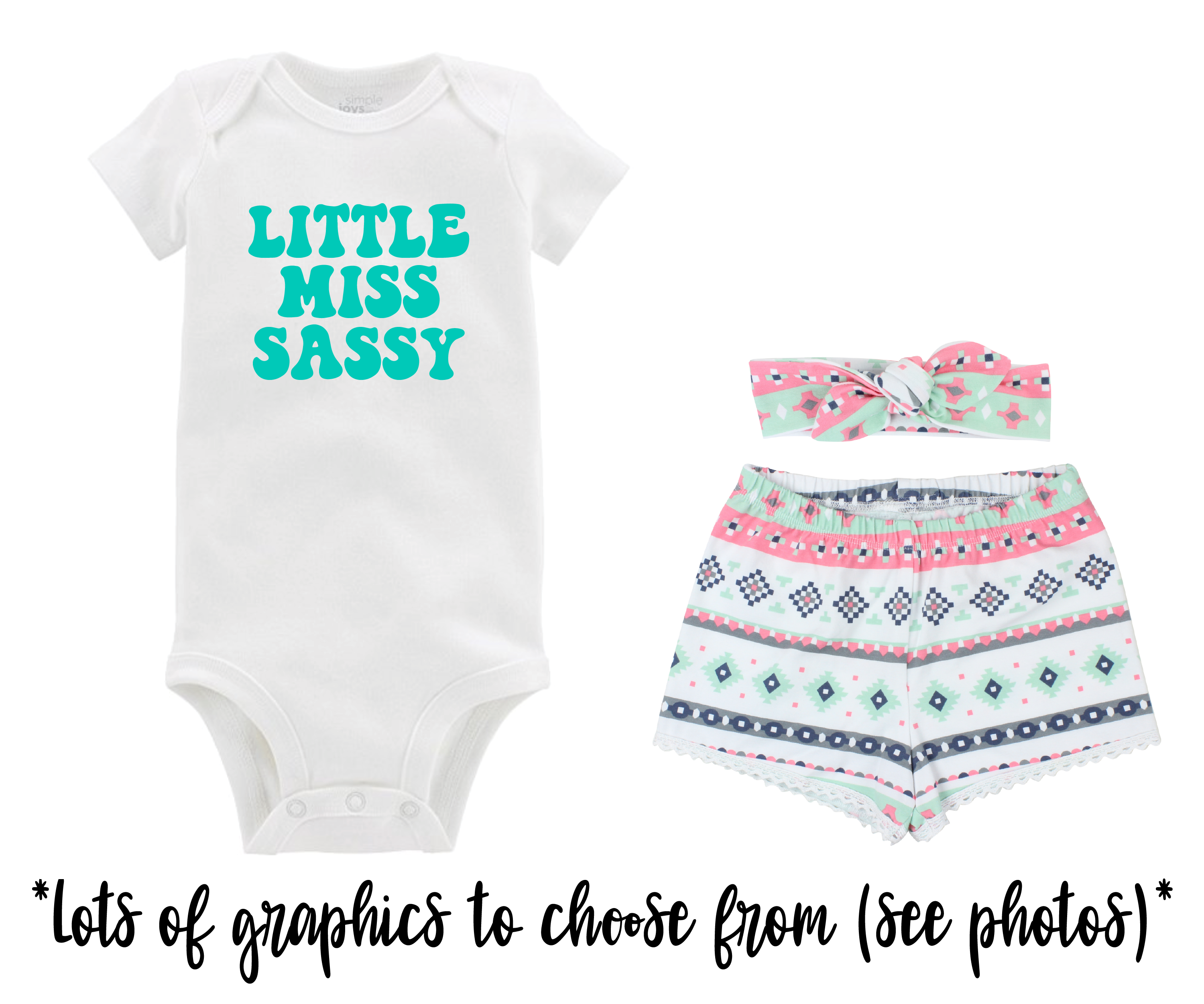 Girl White Aztec Baby Short Outfit