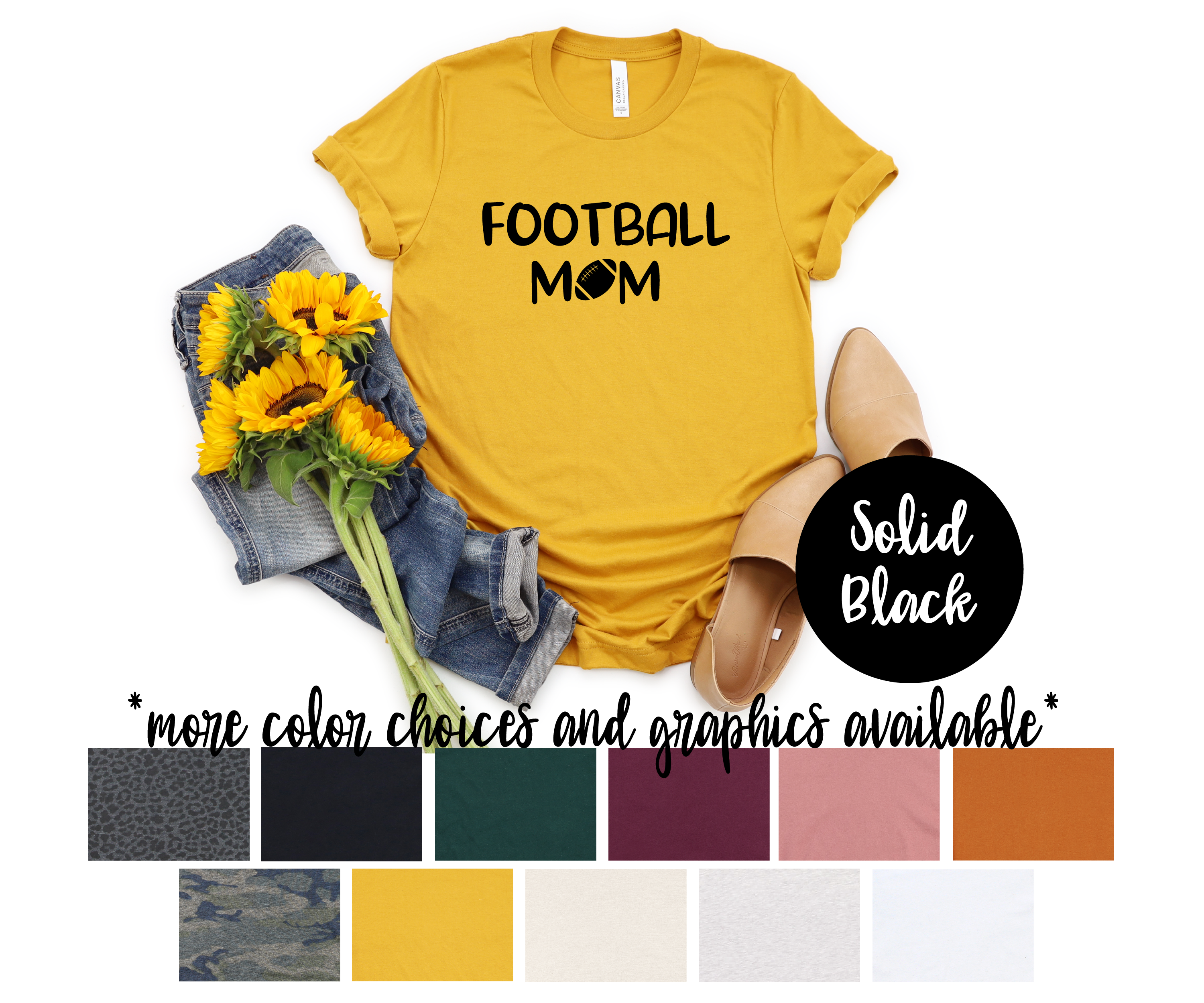 Football Mom Solid Shirt - Other Graphics Available