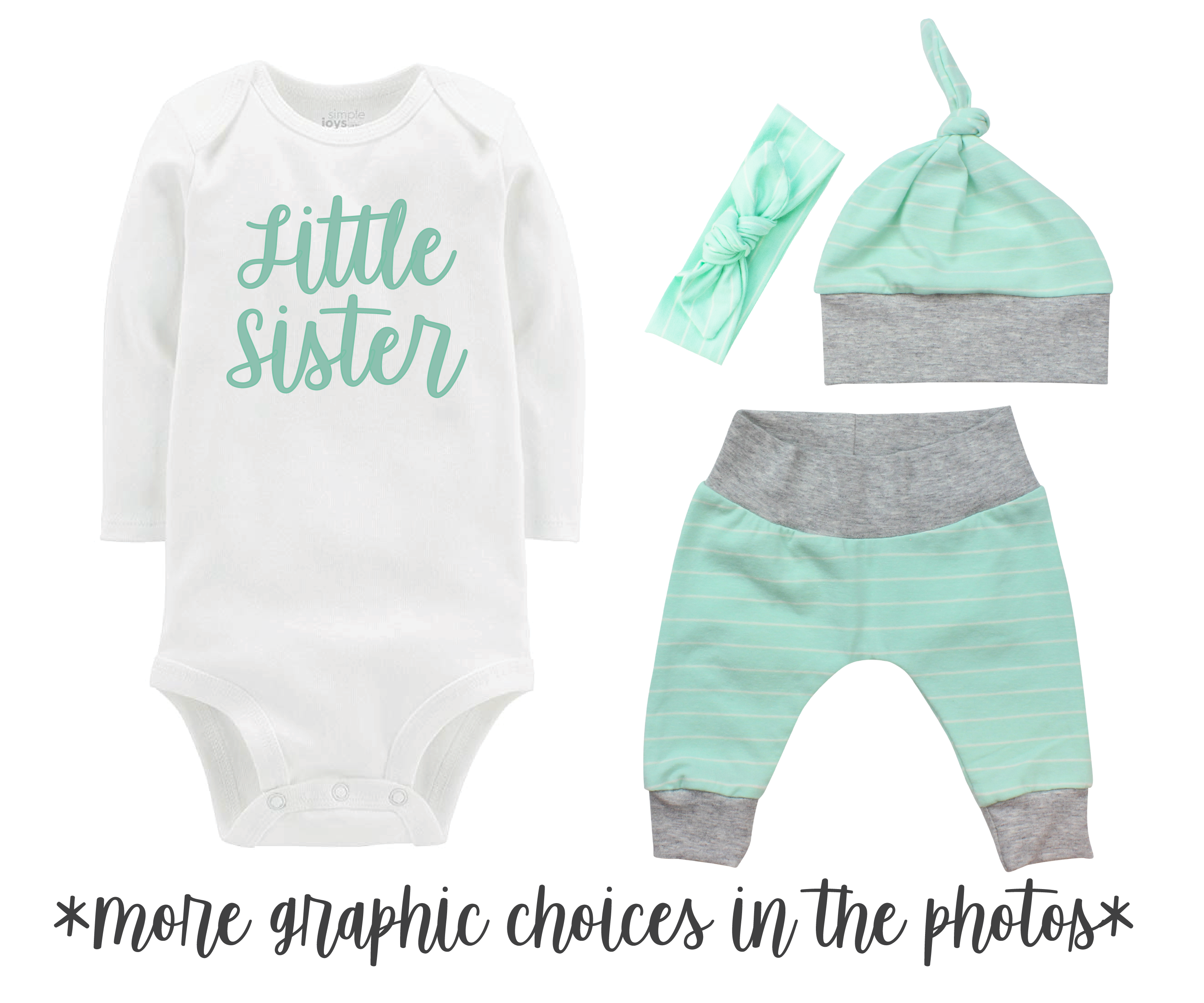Mint Stripe Unisex Baby Outfit