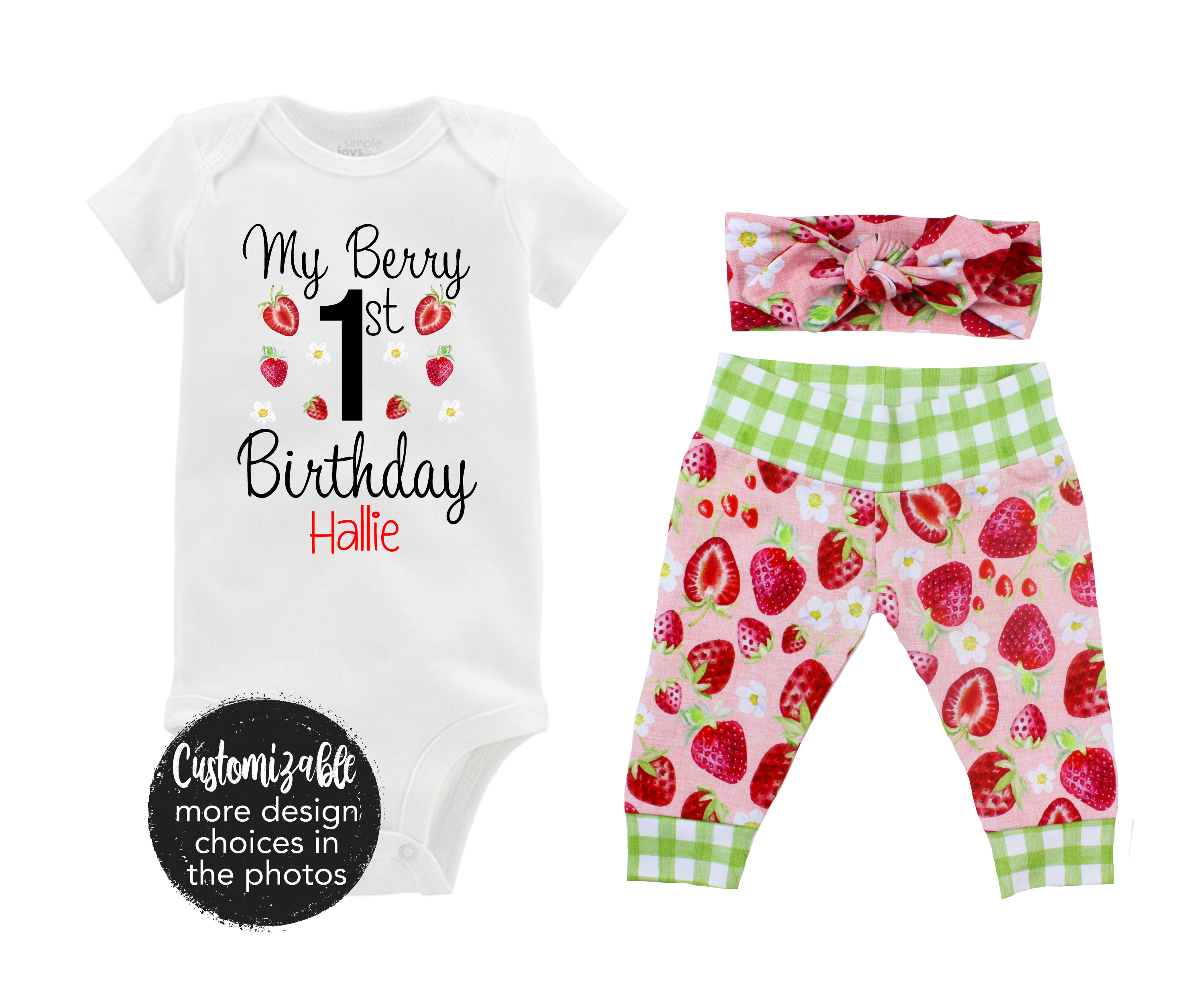 My Berry First Birthday Red Strawberry Baby Girl Outfit