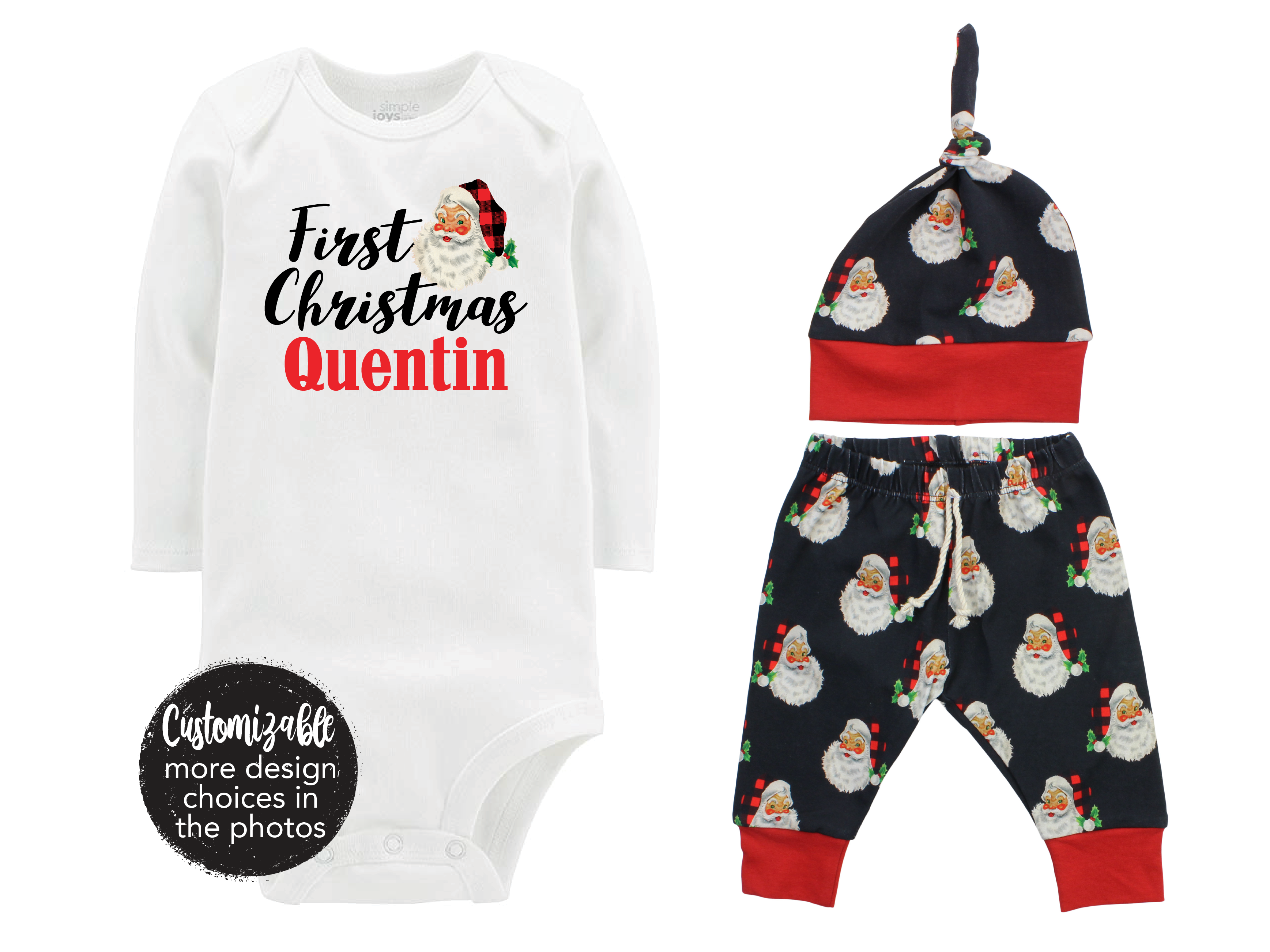 First Christmas Santa Baby Boy Outfit