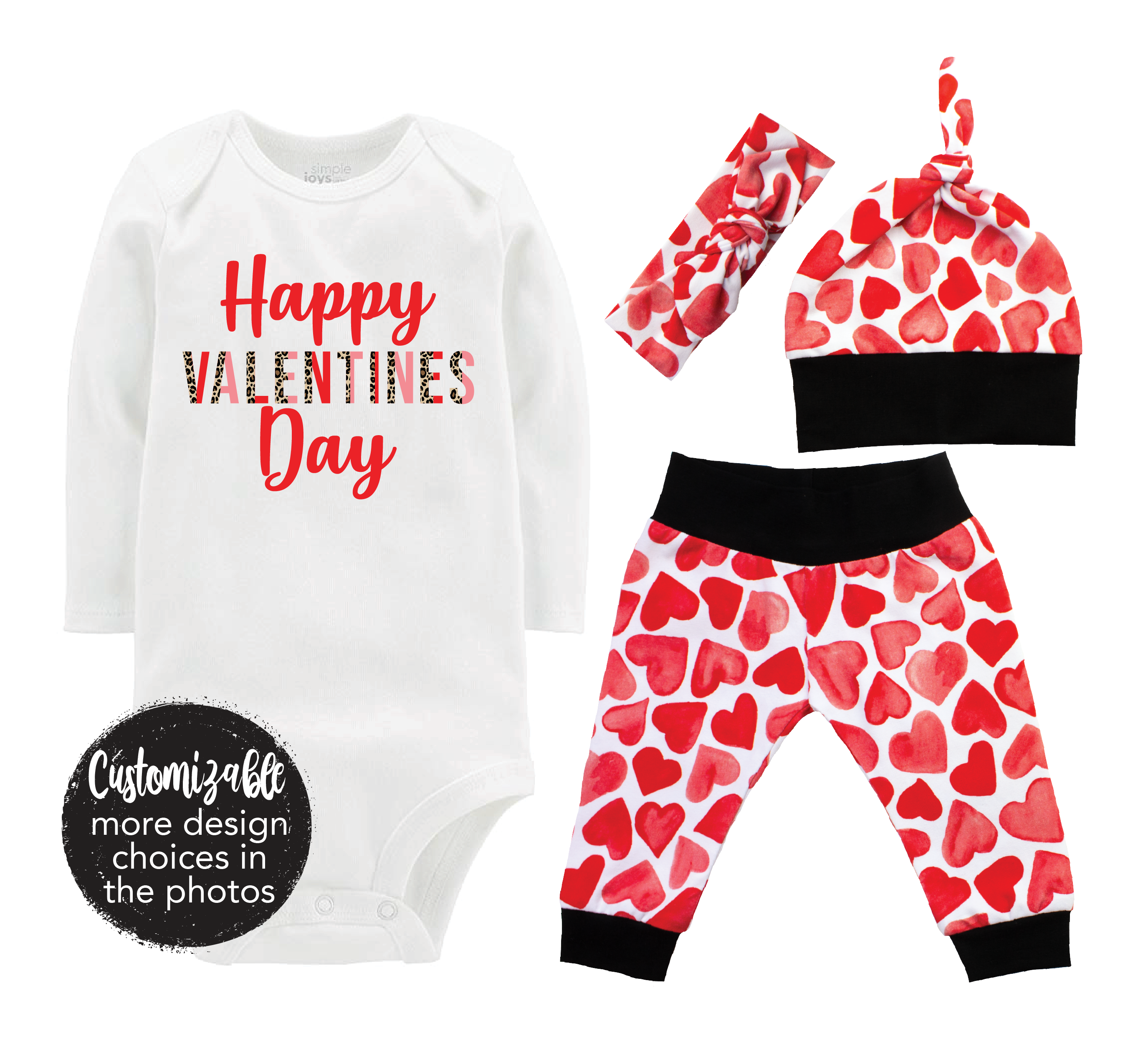 Baby Girl Happy Valentine Heart Baby Outfit