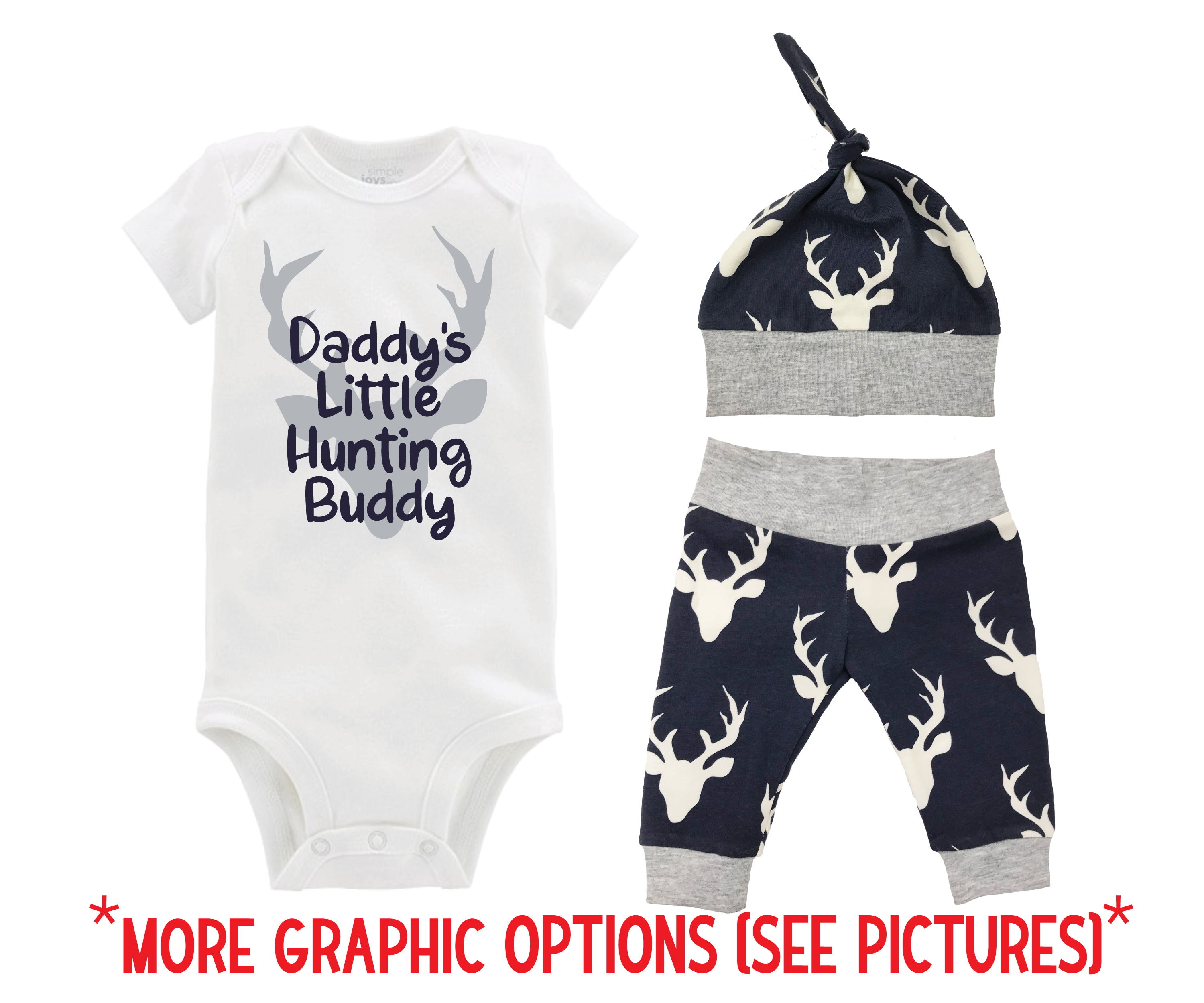Navy Deer Baby Outfit