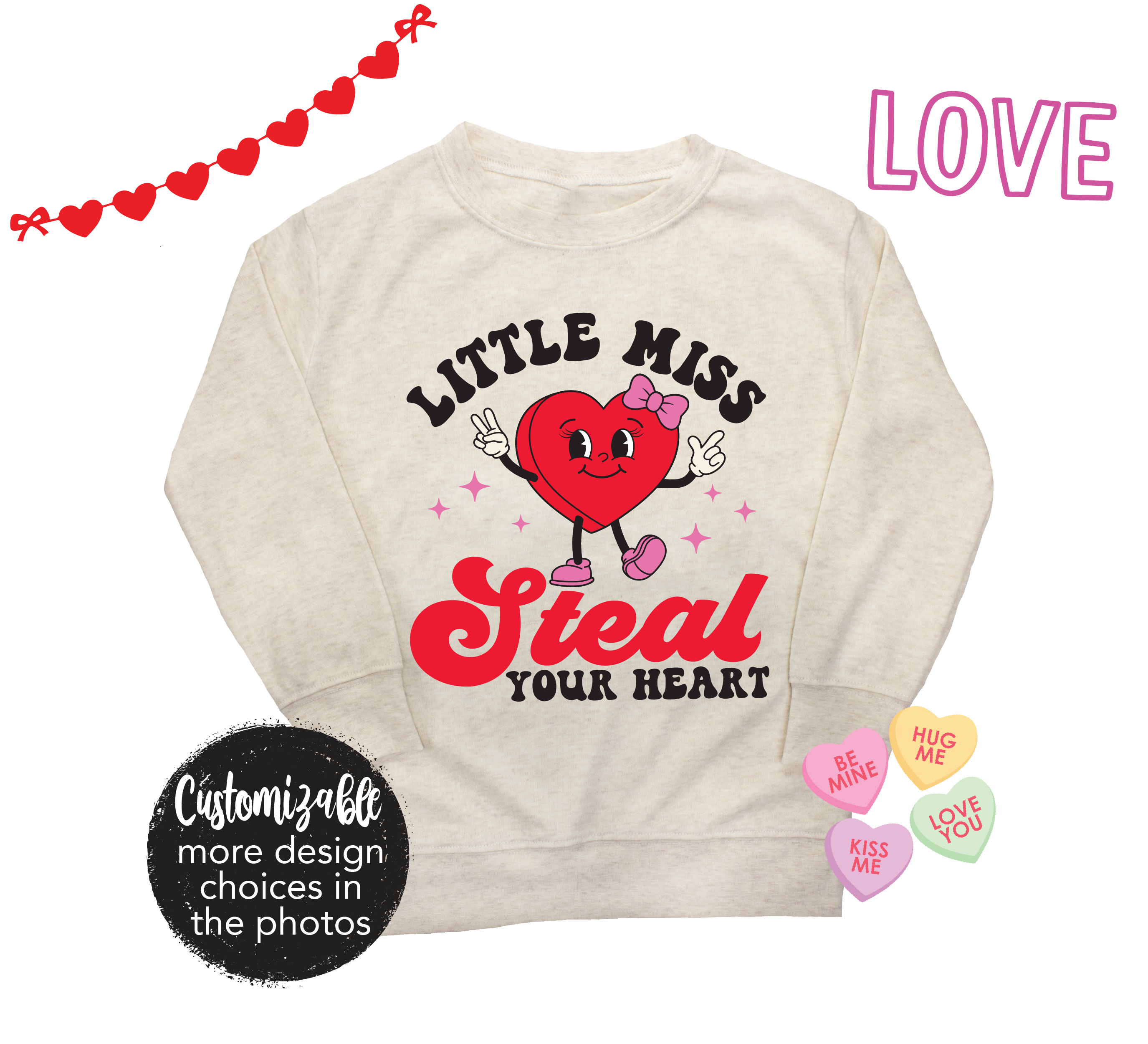 Little Miss Steal Your Heart Valentine's Day Shirt Infant Toddler Youth