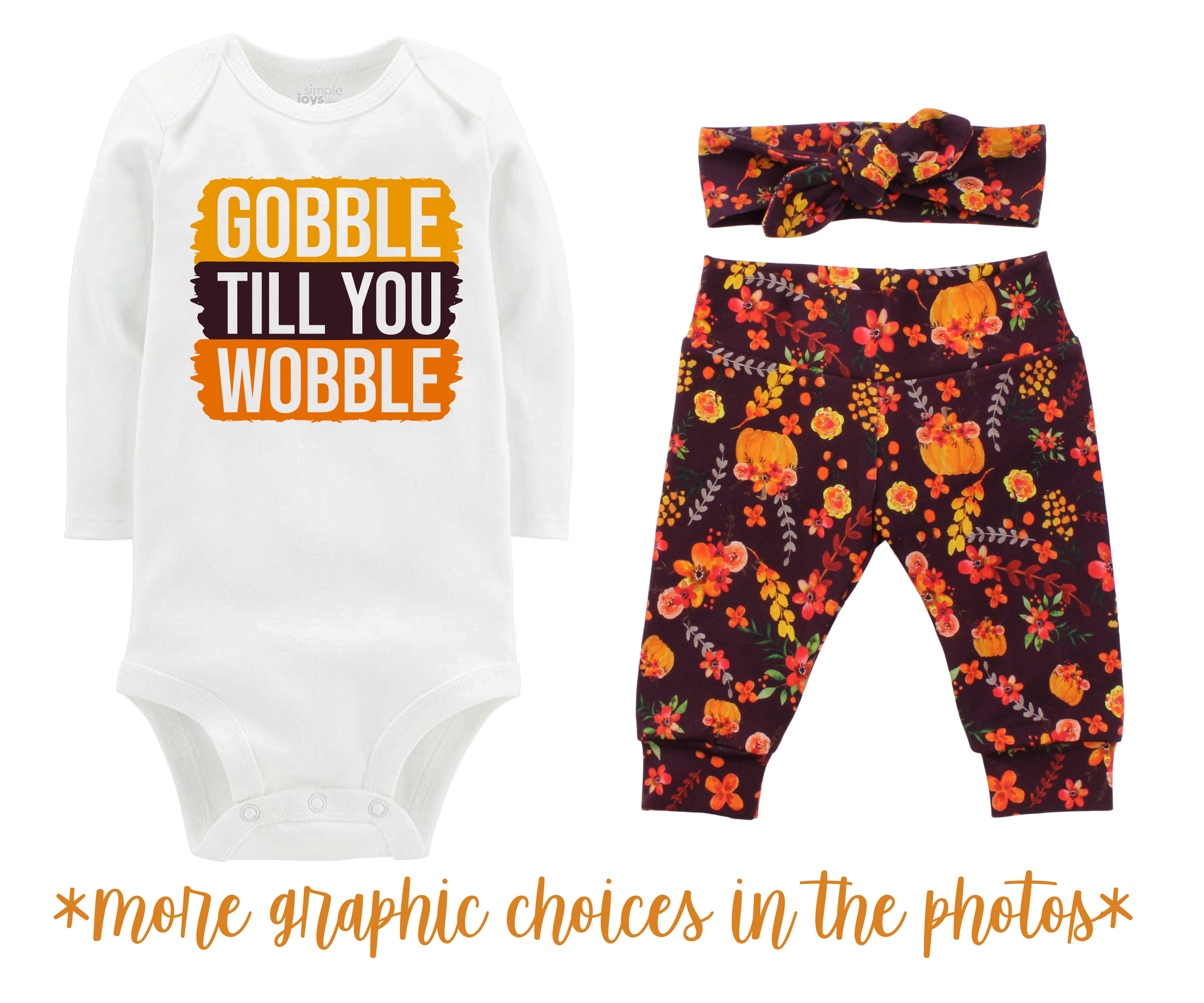 Thanksgiving Wine Fall Floral Baby Outfit