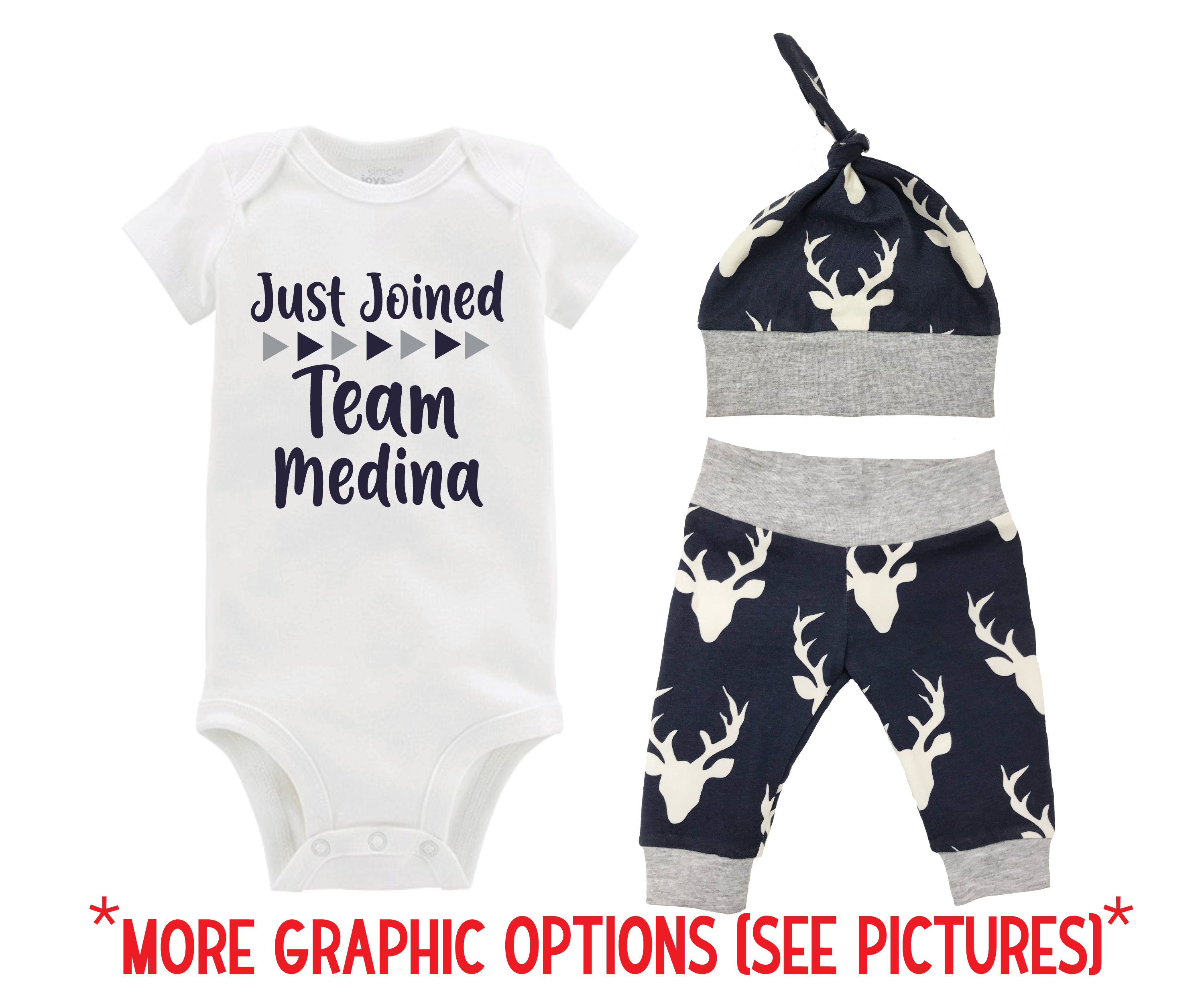 Navy Deer Baby Outfit